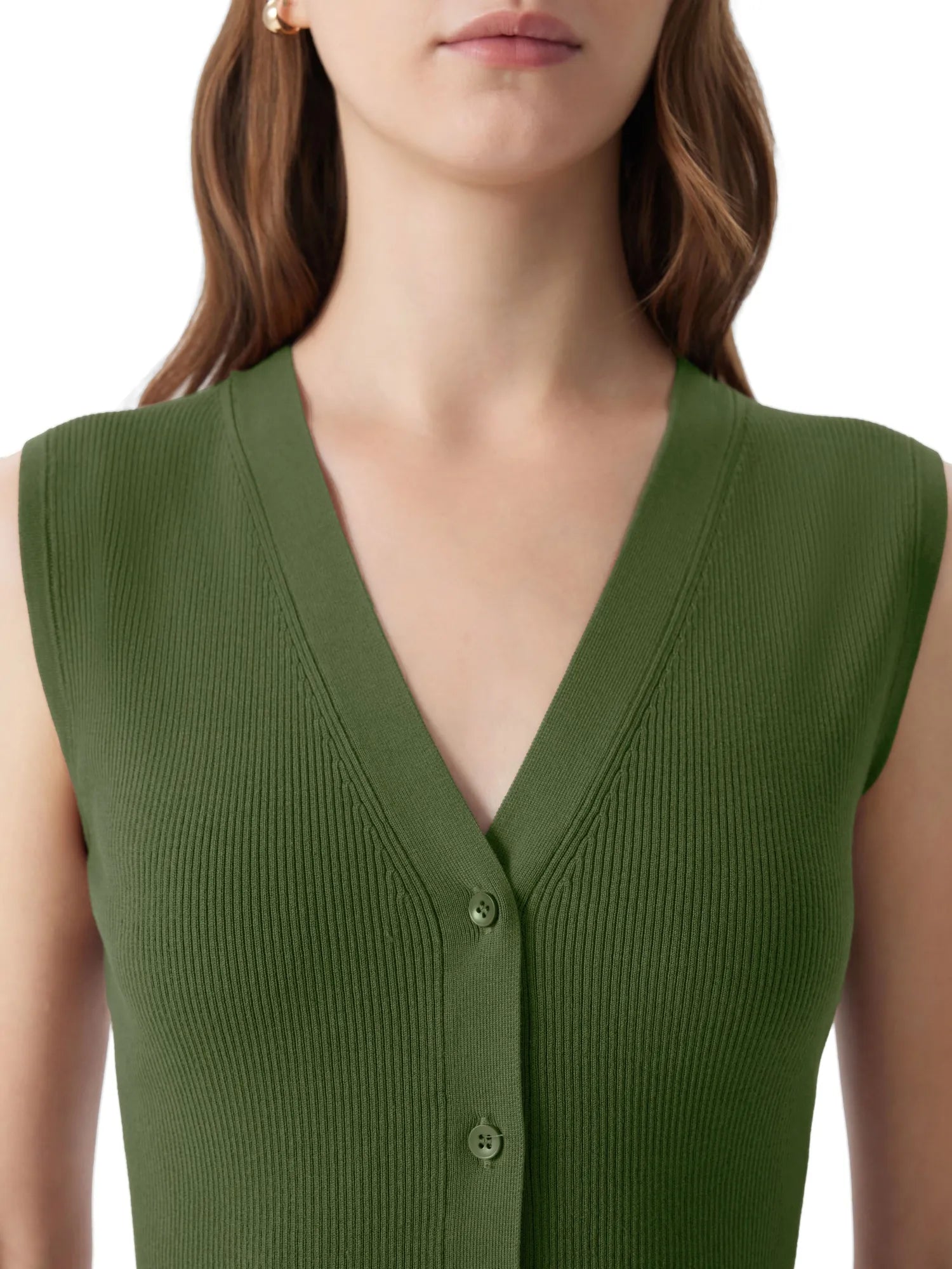 Button V Neck Tank Sweater Vest