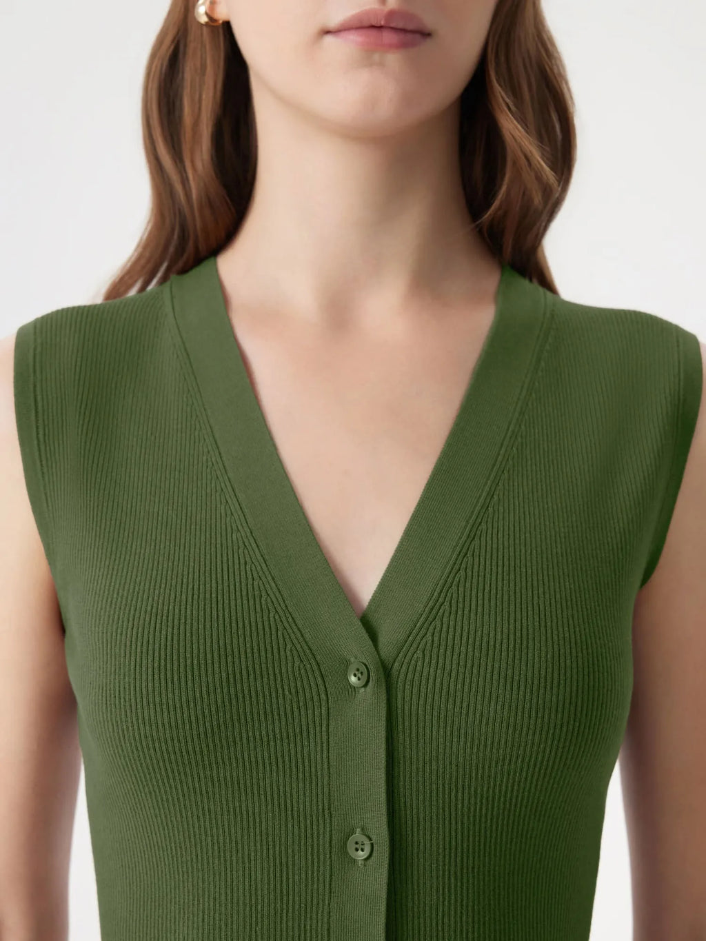 Button V Neck Tank Sweater Vest