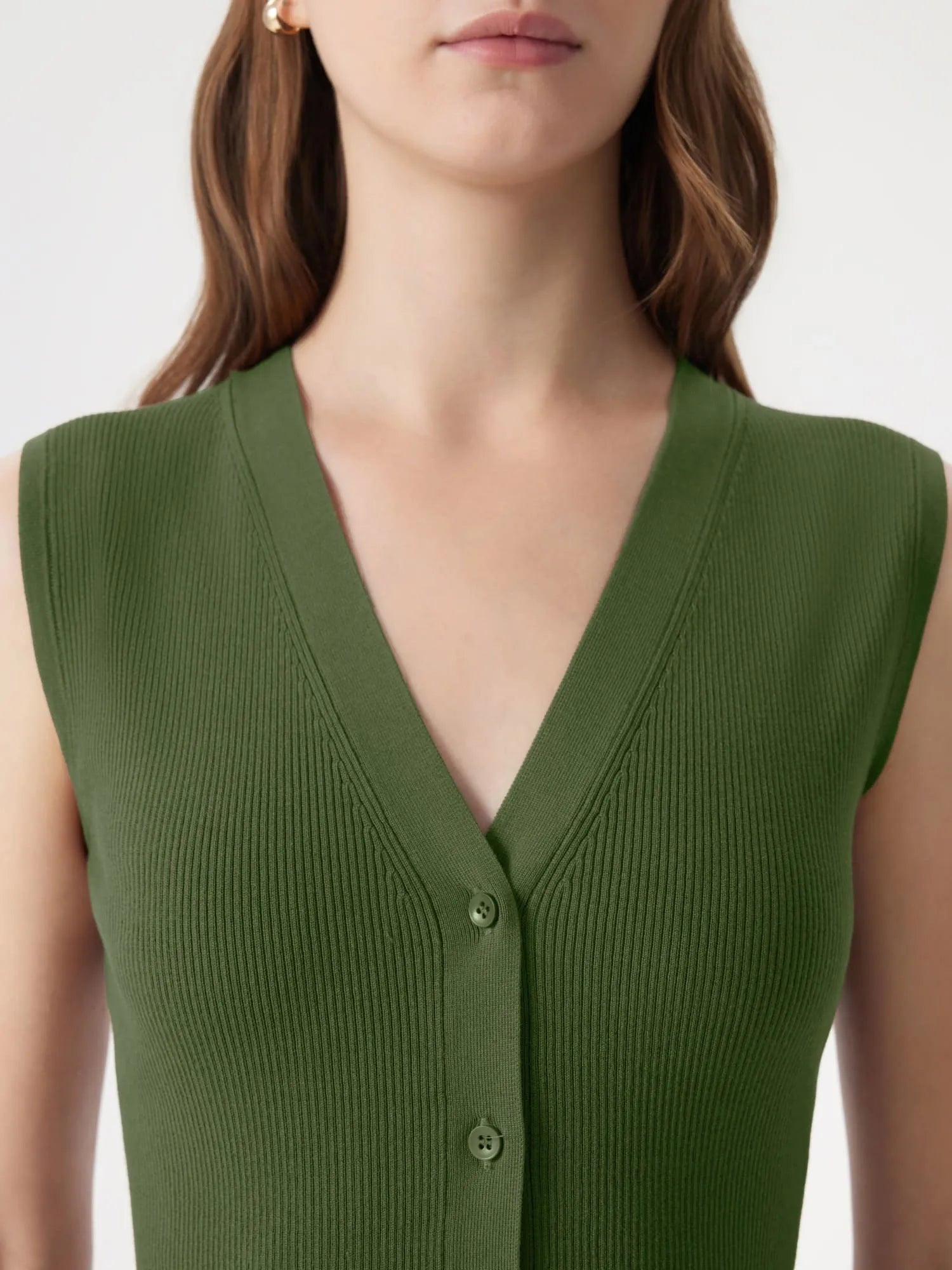 Button V Neck Tank Sweater Vest