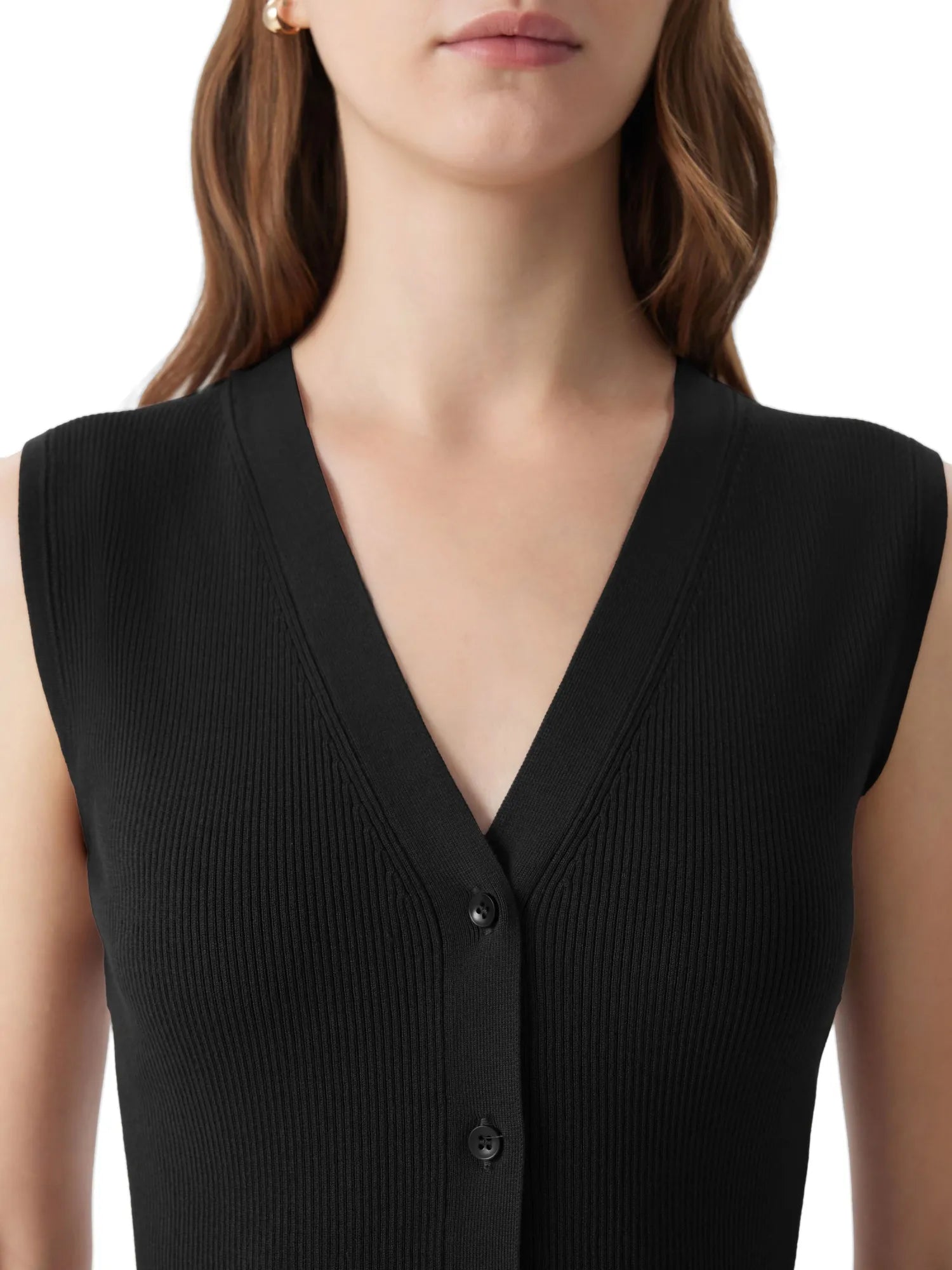 Button V Neck Tank Sweater Vest