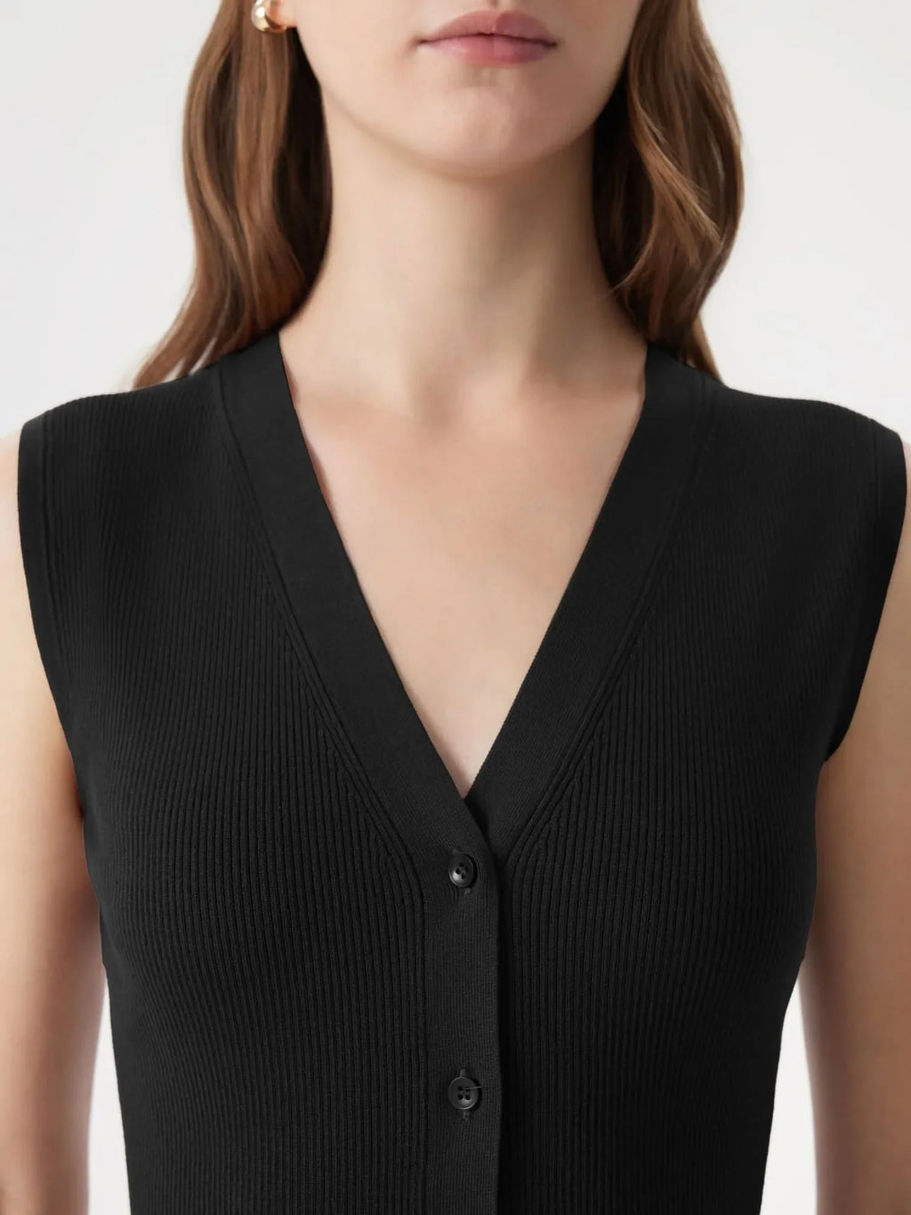 Button V Neck Tank Sweater Vest