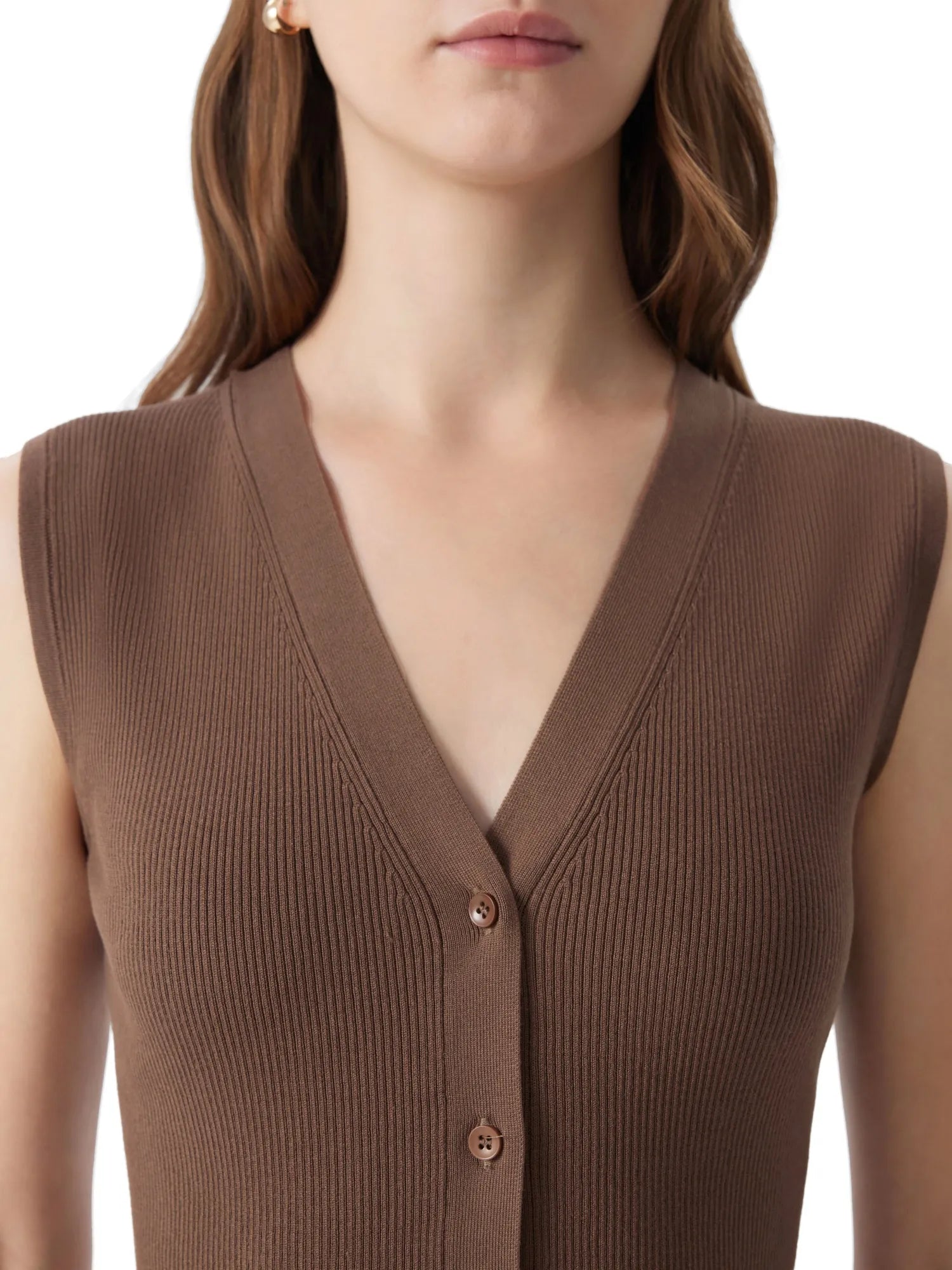 Button V Neck Tank Sweater Vest
