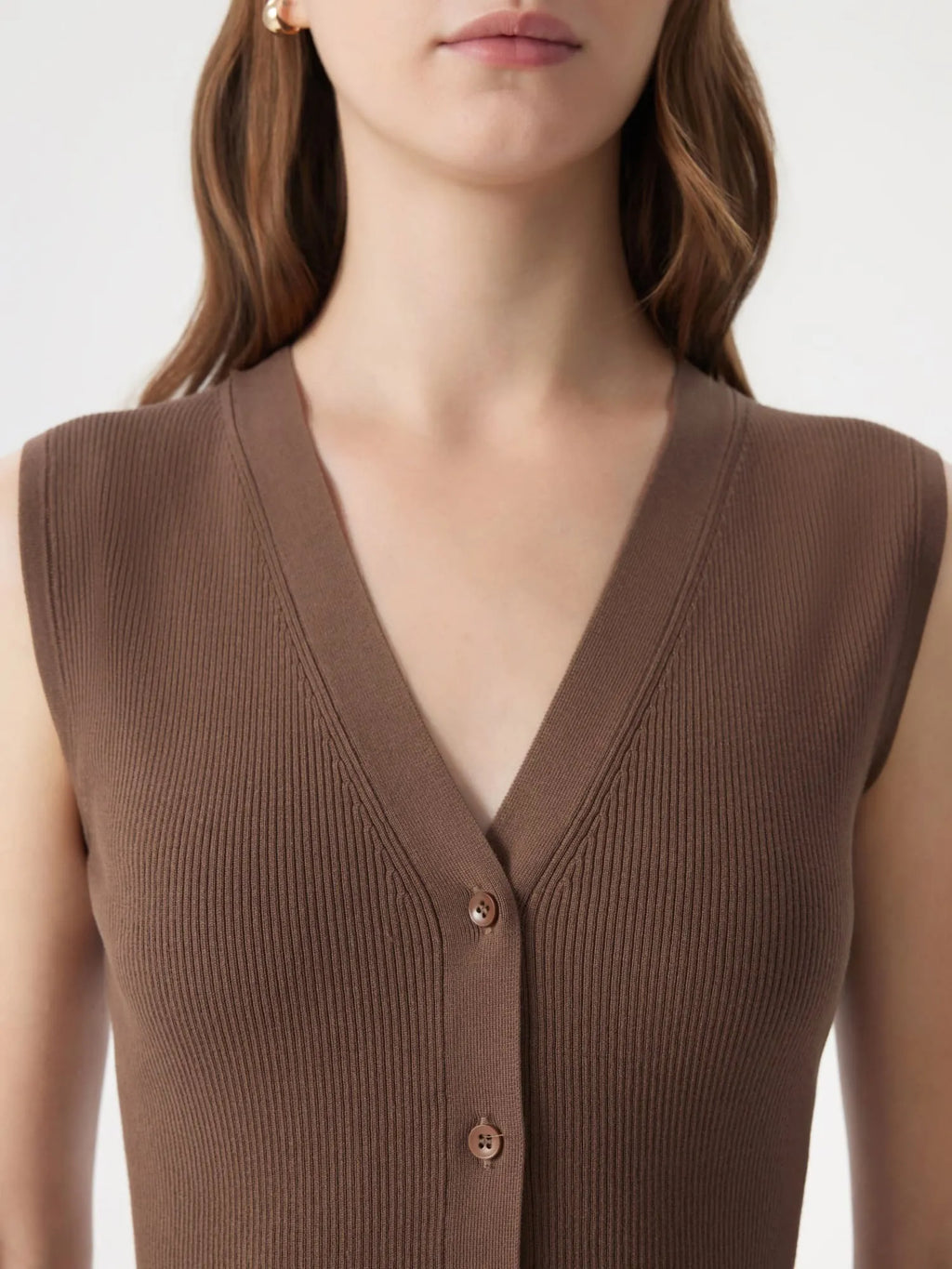 Button V Neck Tank Sweater Vest