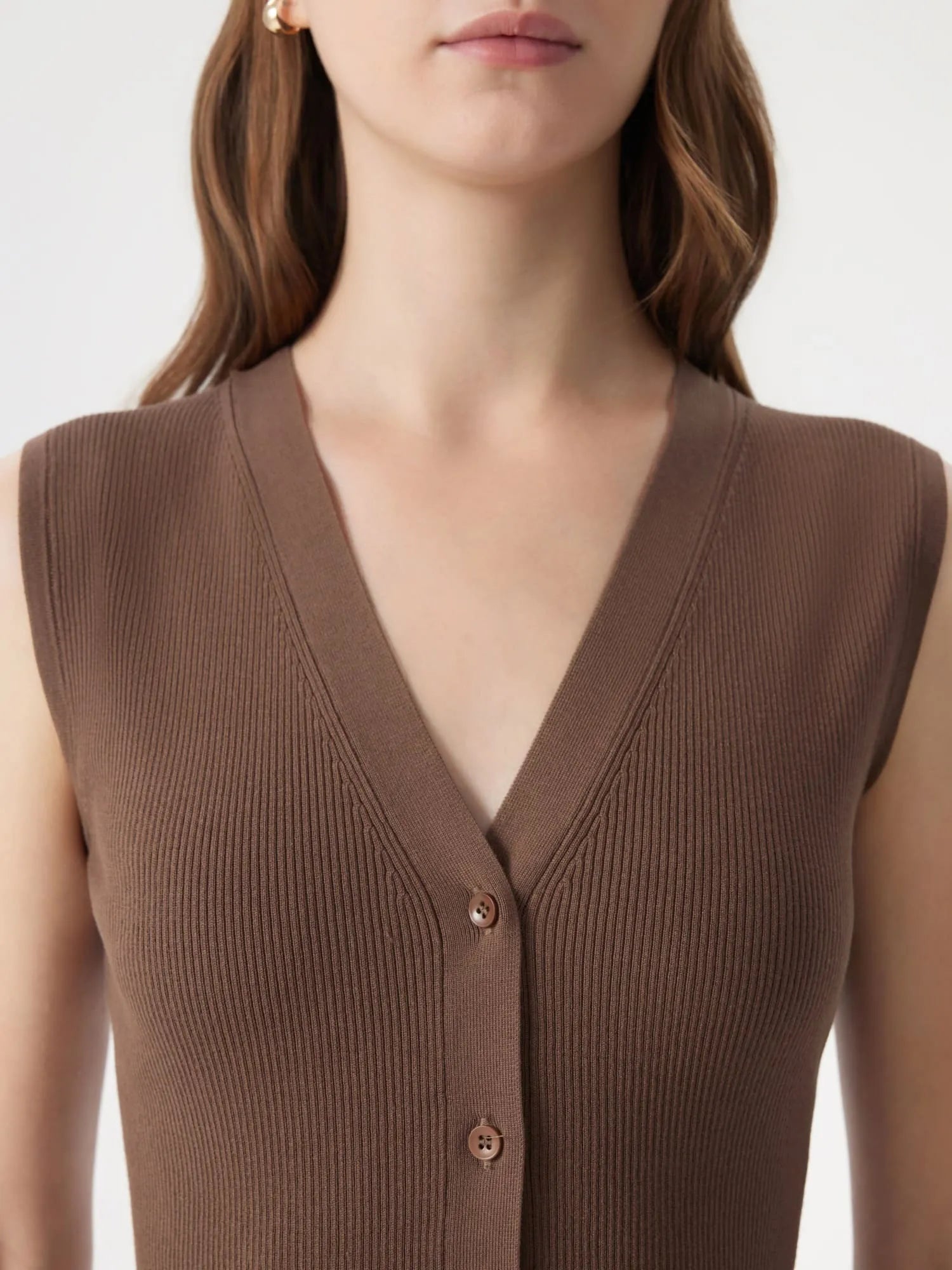 Button V Neck Tank Sweater Vest
