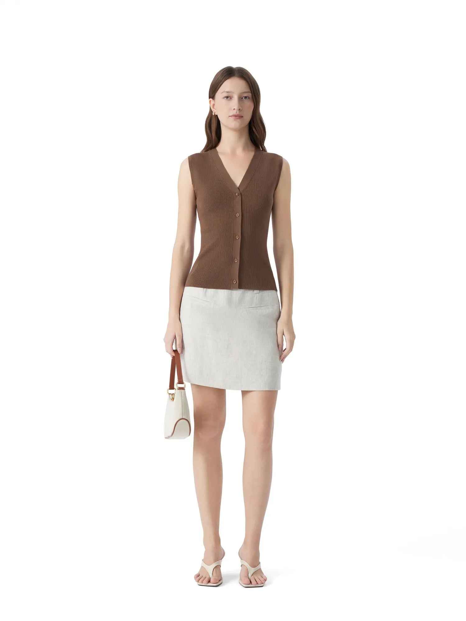 Button V Neck Tank Sweater Vest