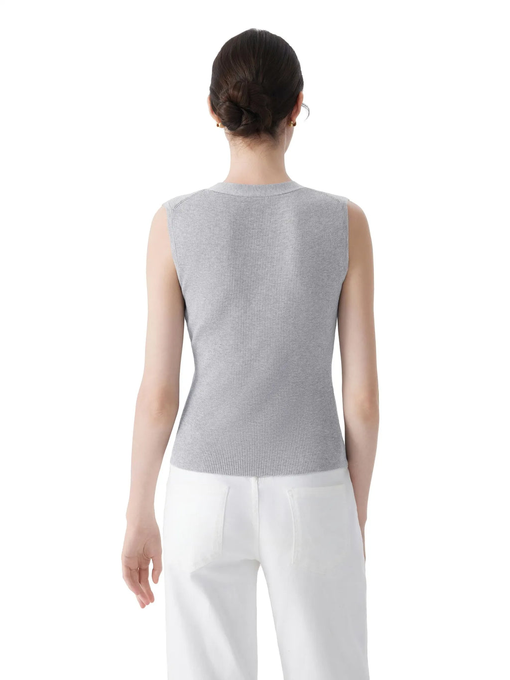 Button V Neck Tank Sweater Vest