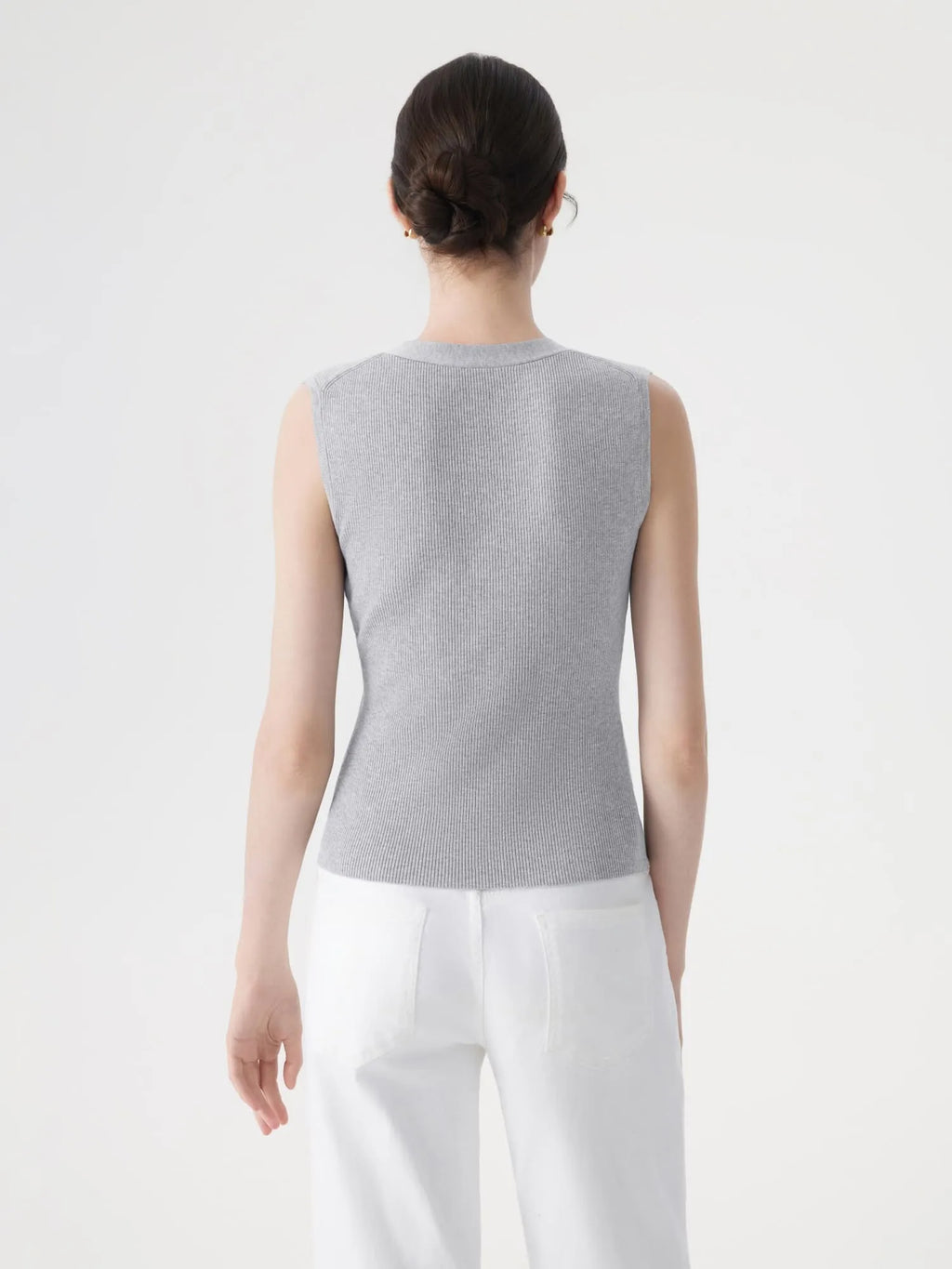 Button V Neck Tank Sweater Vest
