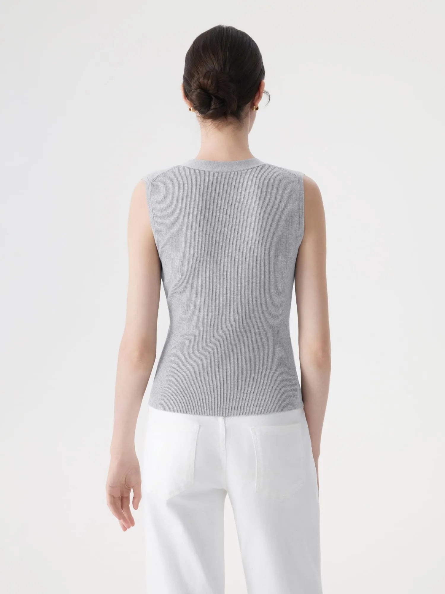 Button V Neck Tank Sweater Vest