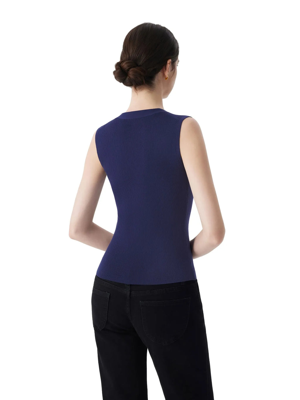 Button V Neck Tank Sweater Vest