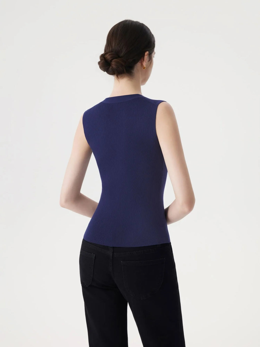 Button V Neck Tank Sweater Vest