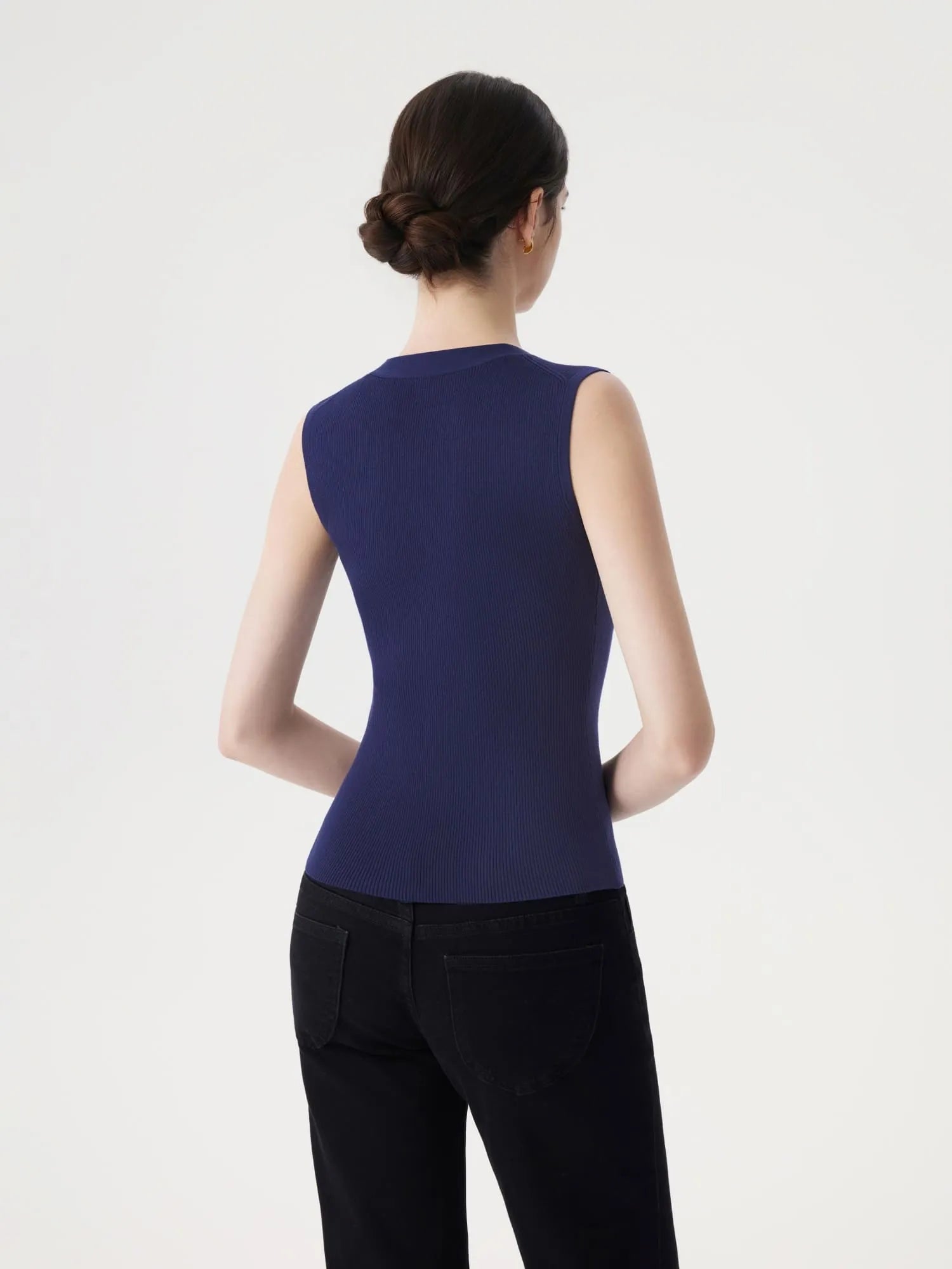 Button V Neck Tank Sweater Vest