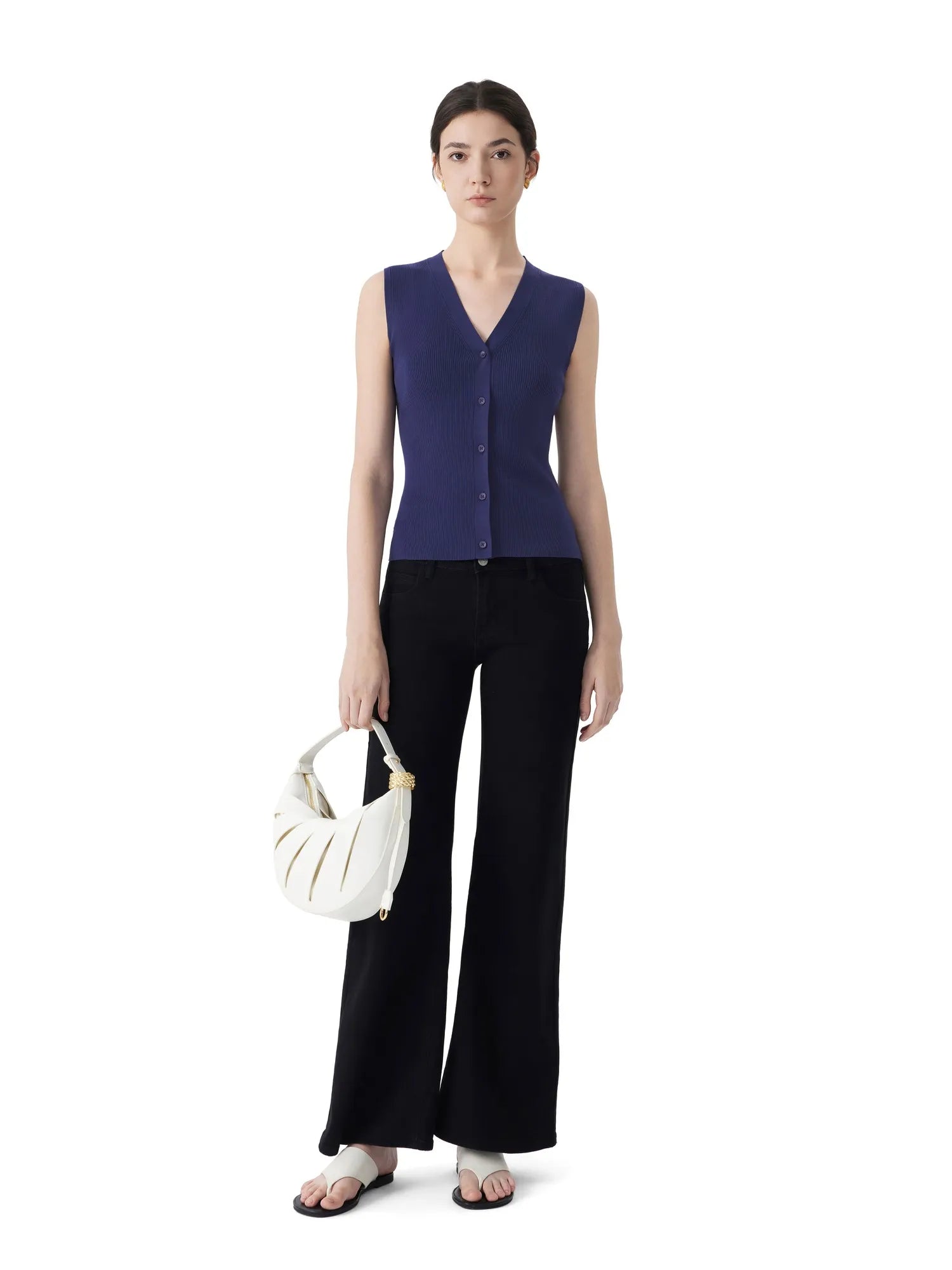 Button V Neck Tank Sweater Vest