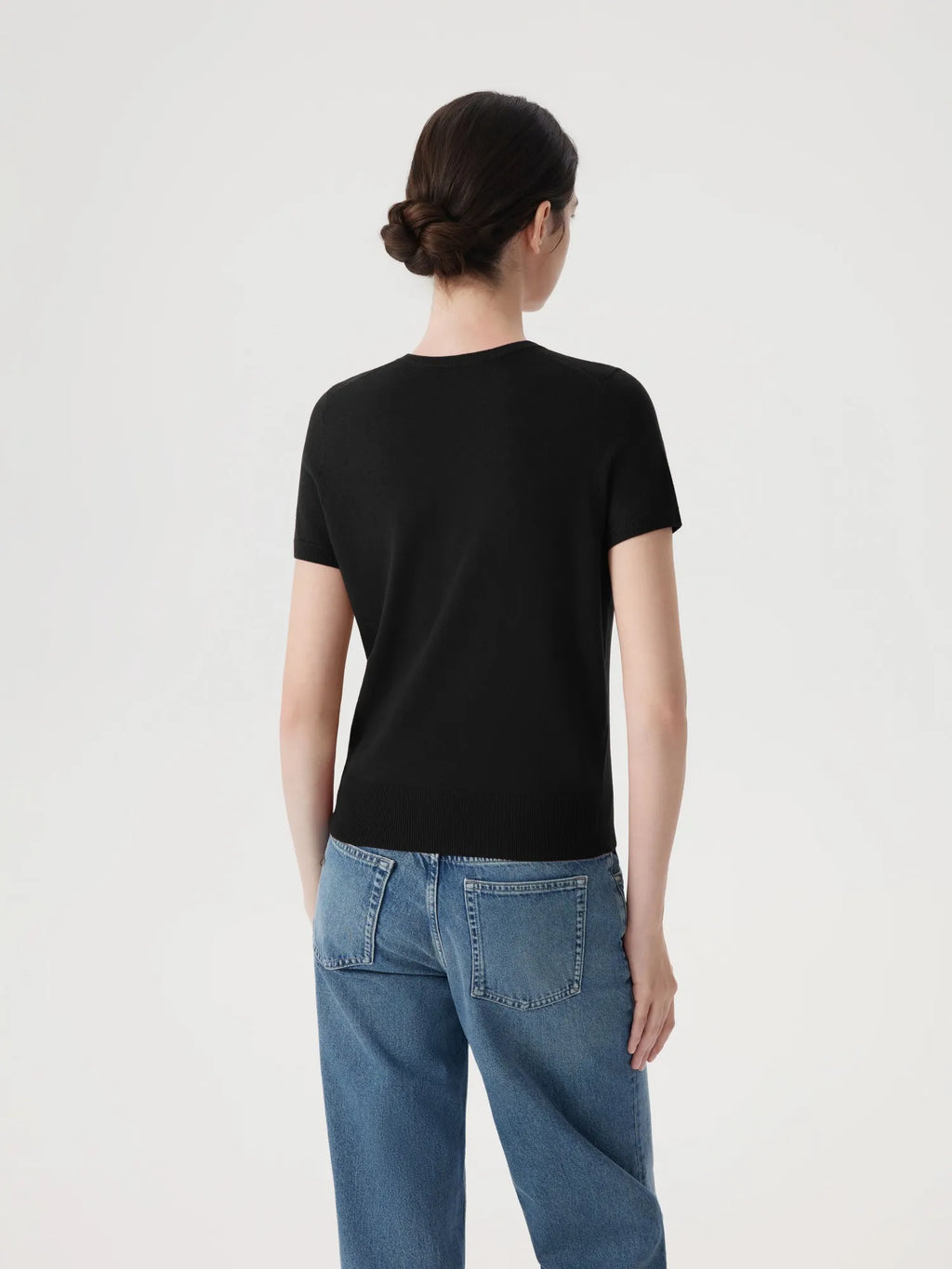 Cashmere Silk Blend Crew Neck Spring Sweater - Short Sleeve