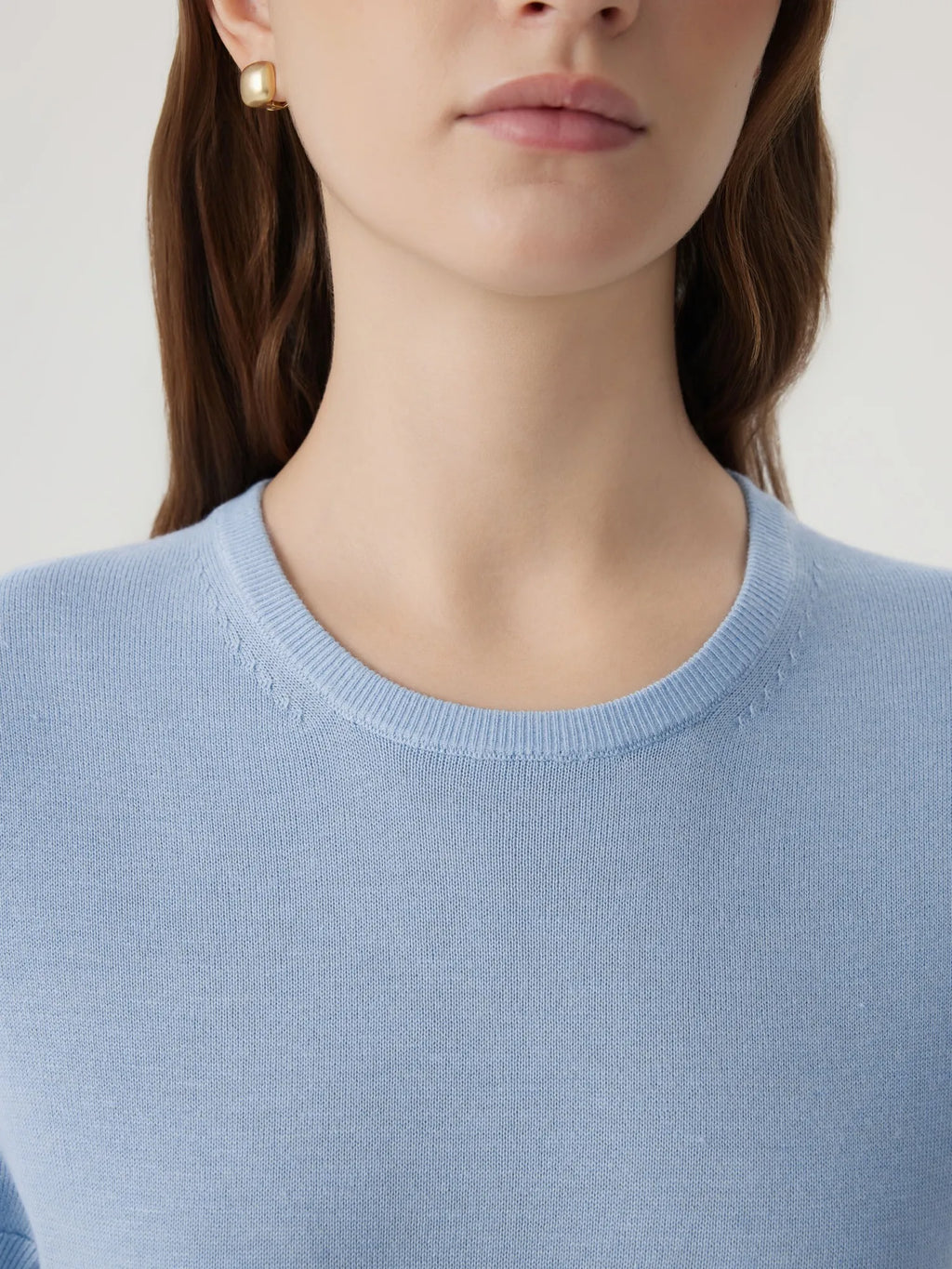 Cashmere Silk Blend Crew Neck Spring Sweater - Short Sleeve