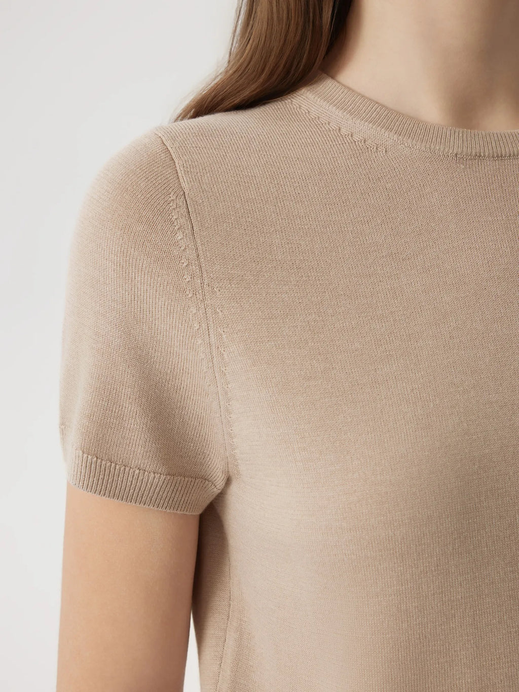 Cashmere Silk Blend Crew Neck Spring Sweater - Short Sleeve