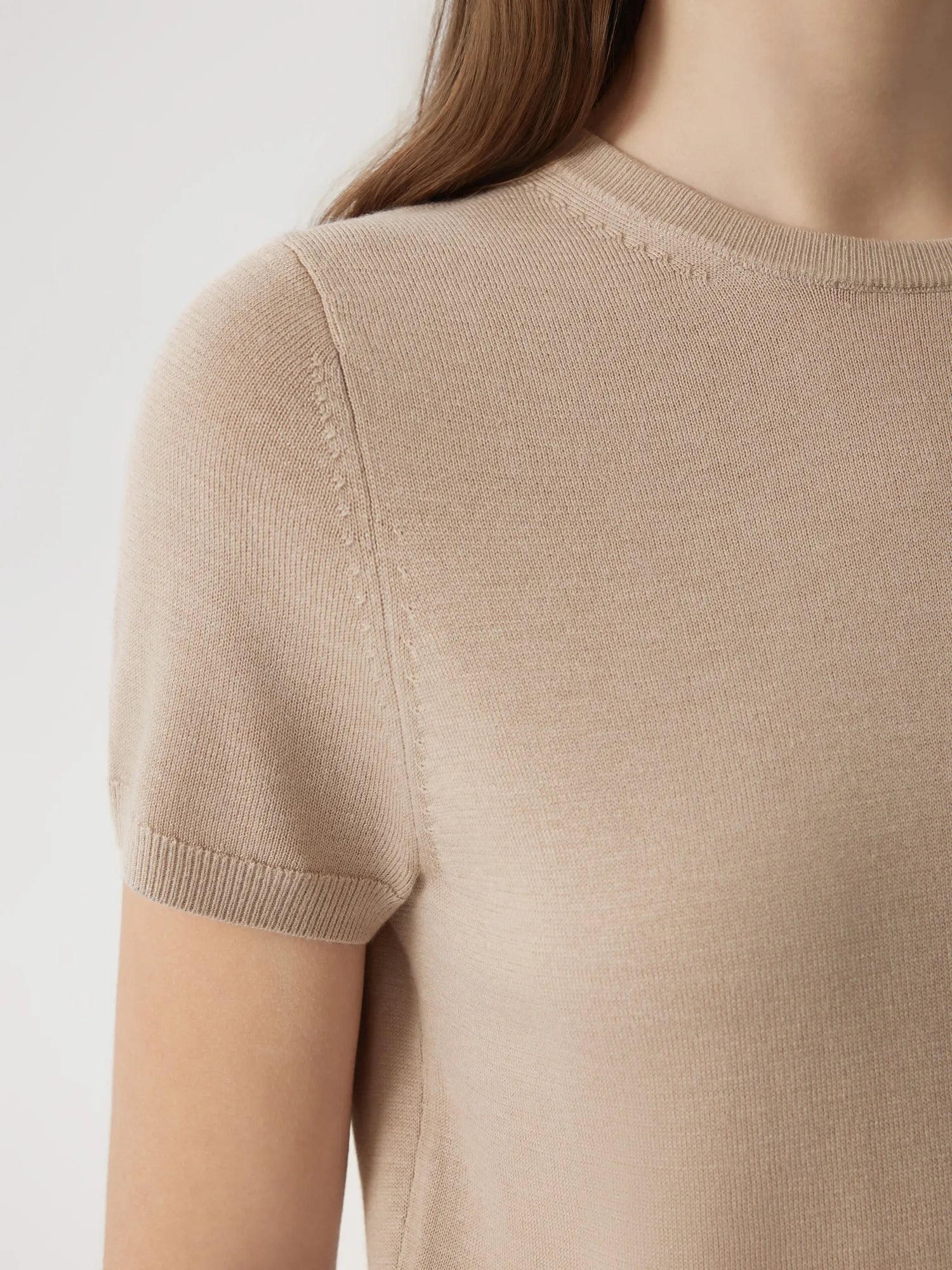 Cashmere Silk Blend Crew Neck Spring Sweater - Short Sleeve