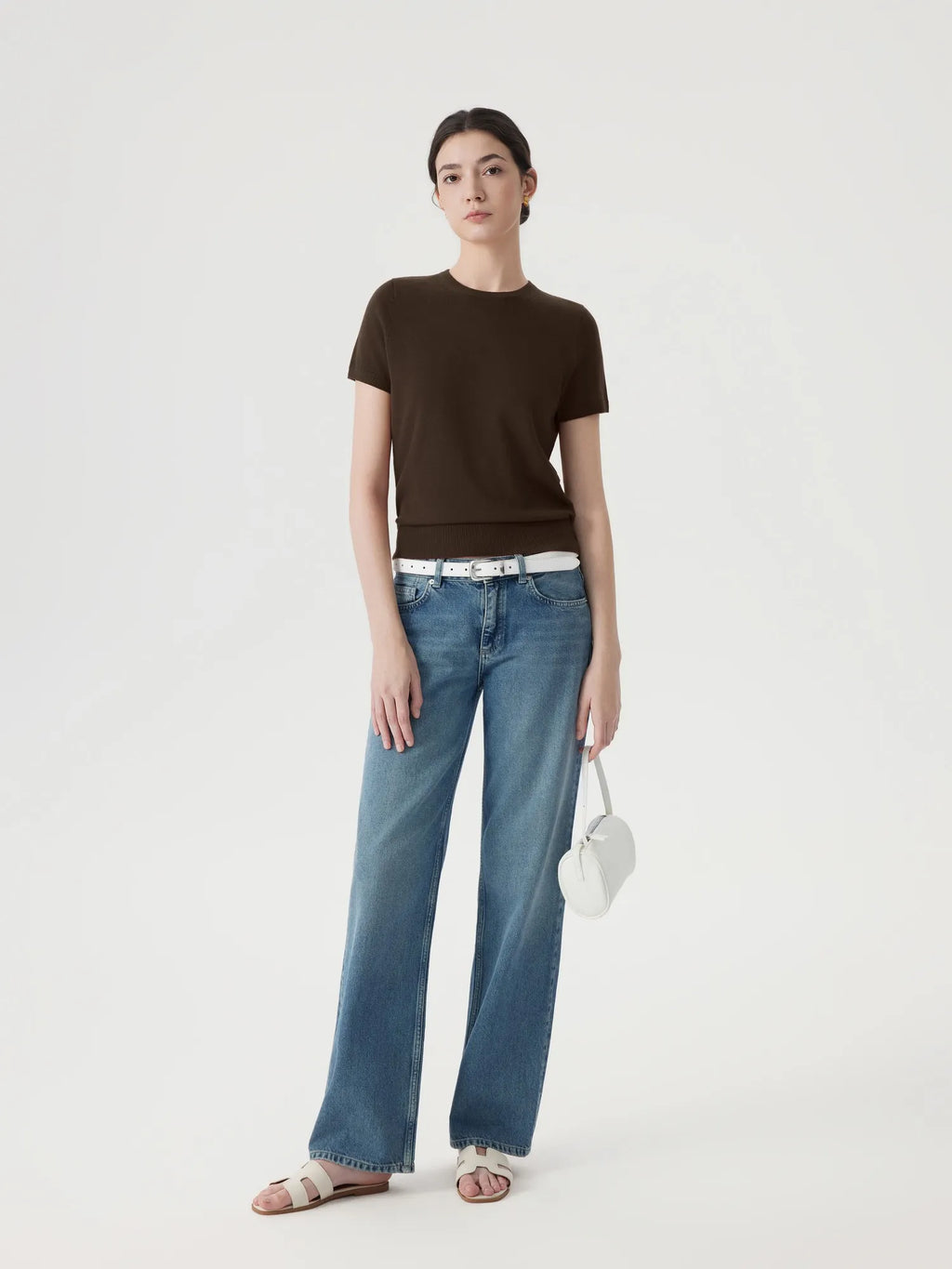 Cashmere Silk Blend Crew Neck Spring Sweater - Short Sleeve