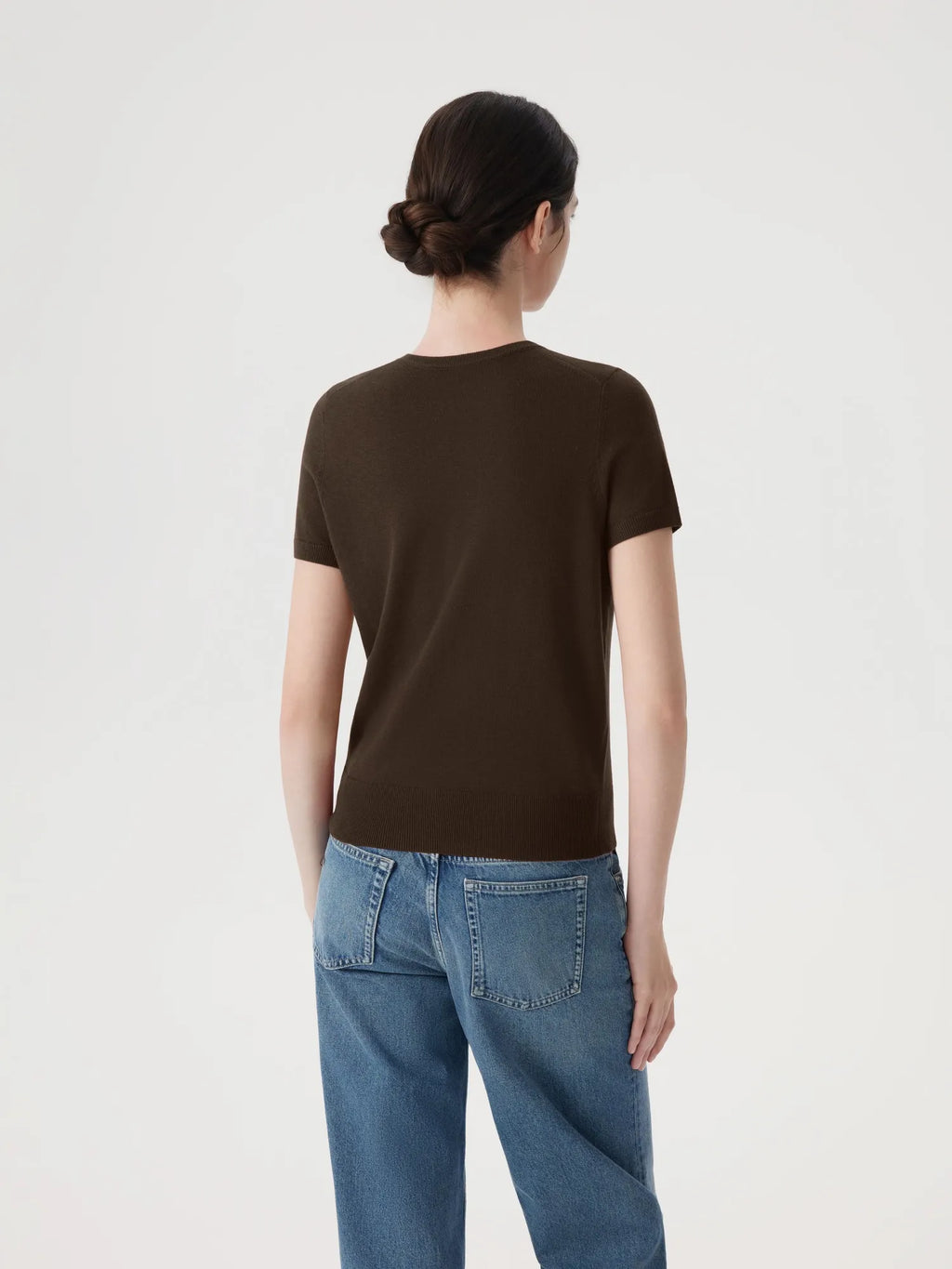Cashmere Silk Blend Crew Neck Spring Sweater - Short Sleeve