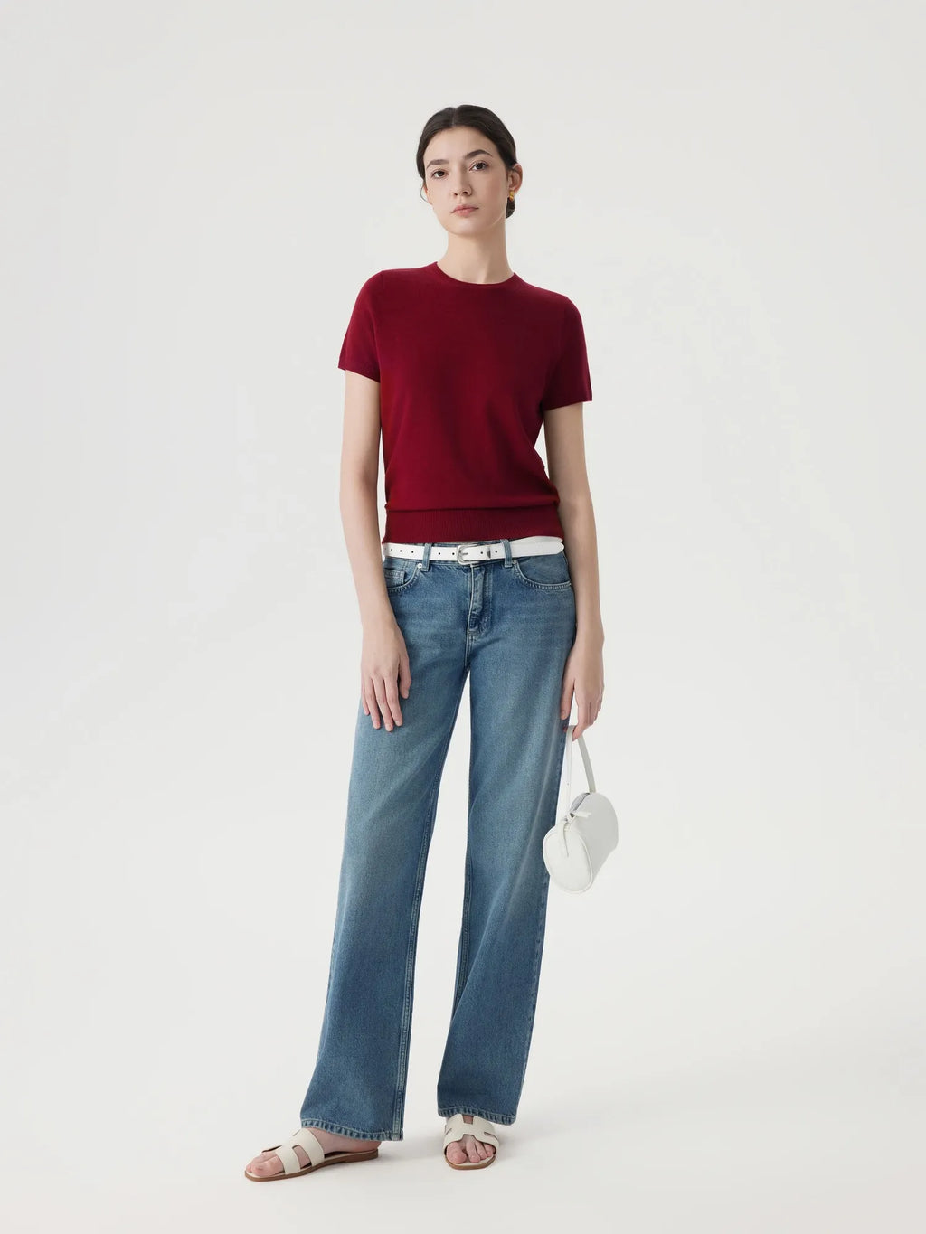 Cashmere Silk Blend Crew Neck Spring Sweater - Short Sleeve