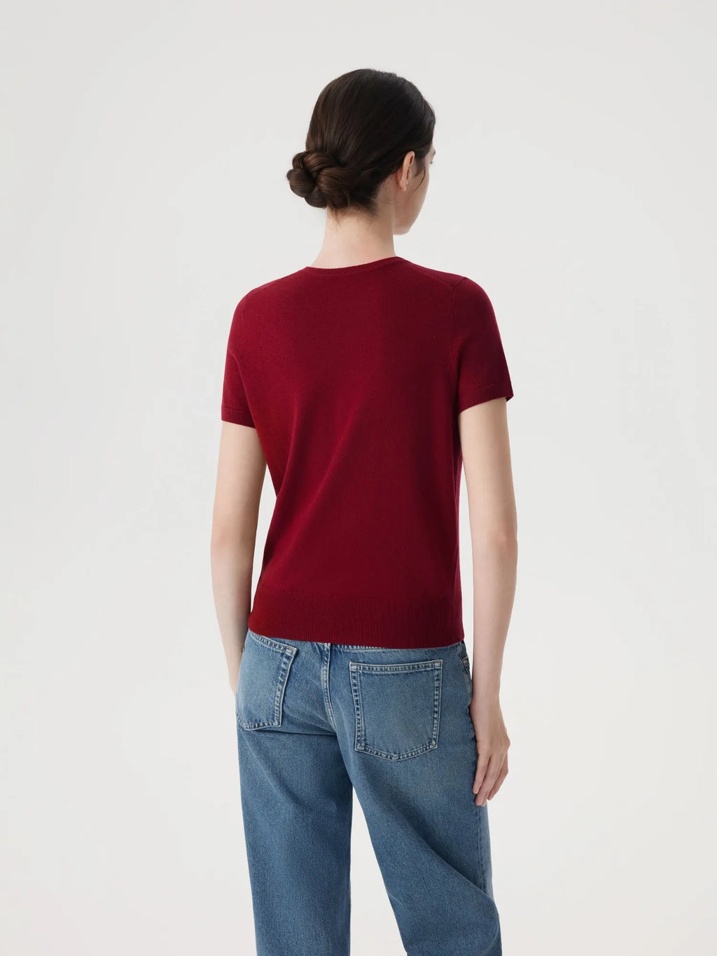 Cashmere Silk Blend Crew Neck Spring Sweater - Short Sleeve