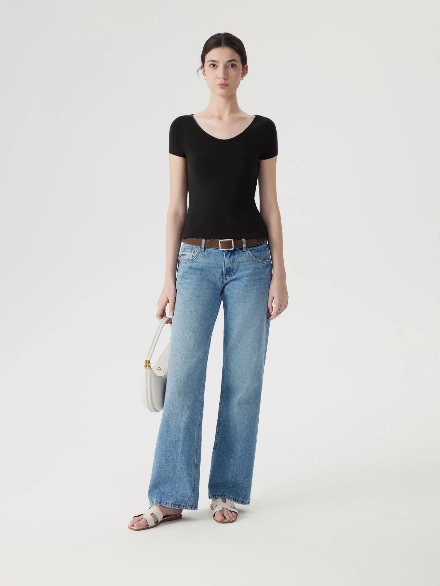Cashmere Silk Blend V Shirts Sweater - Short Sleeve