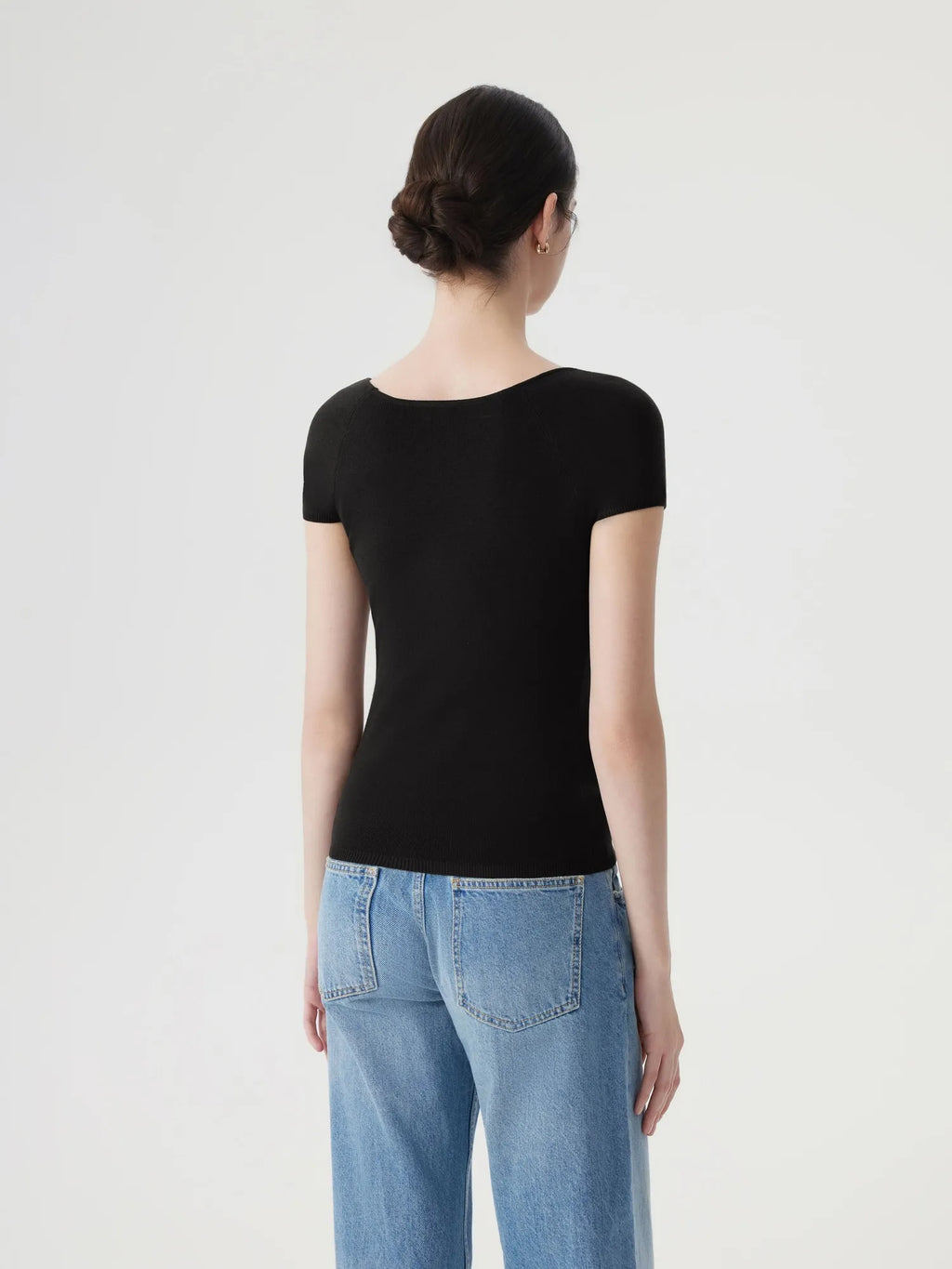 Cashmere Silk Blend V Shirts Sweater - Short Sleeve