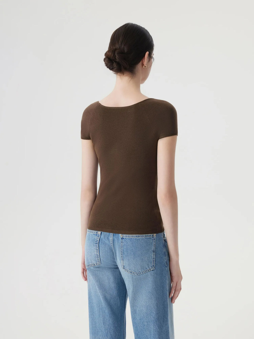 Cashmere Silk Blend V Shirts Sweater - Short Sleeve