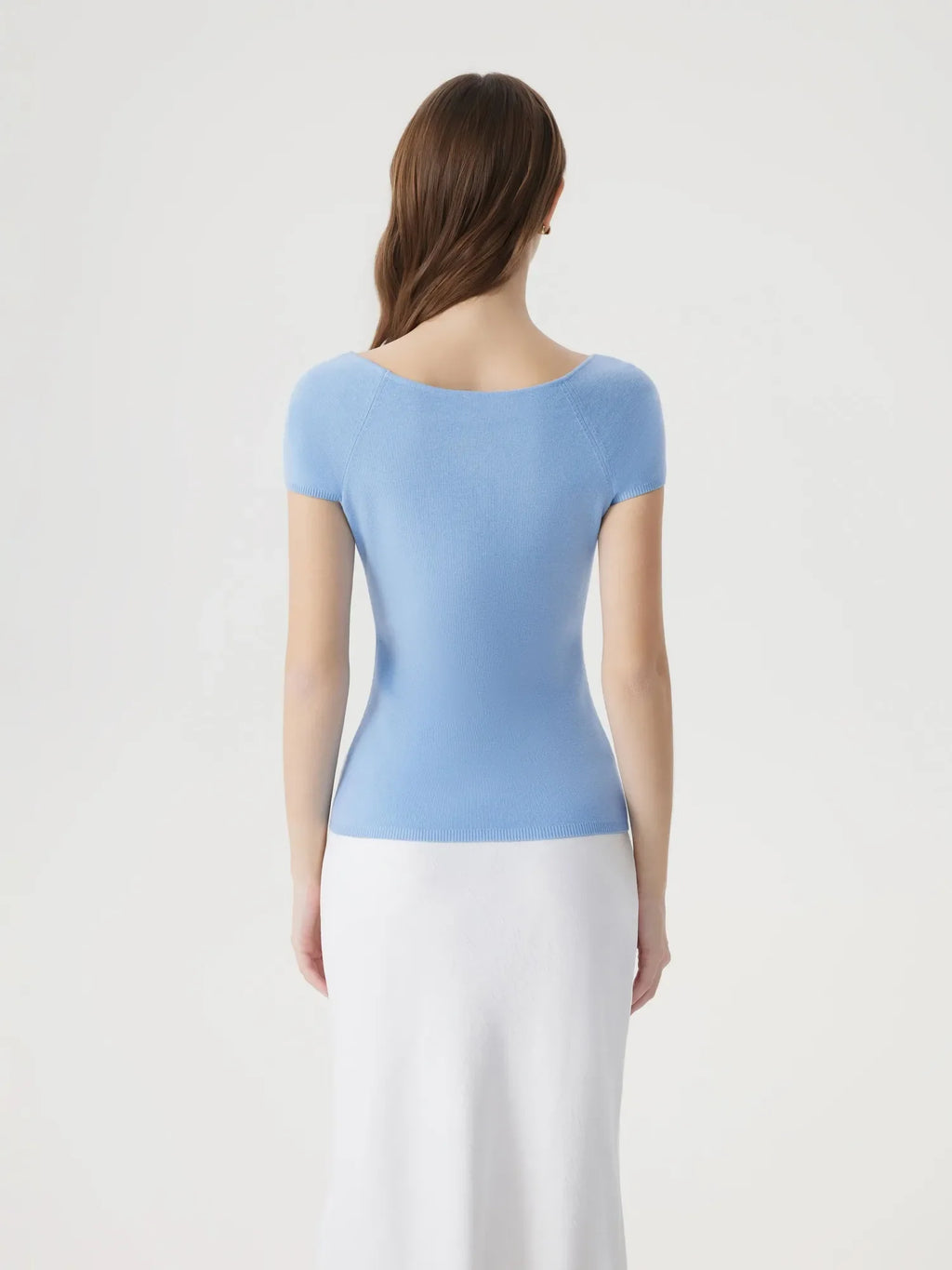 Cashmere Silk Blend V Shirts Sweater - Short Sleeve