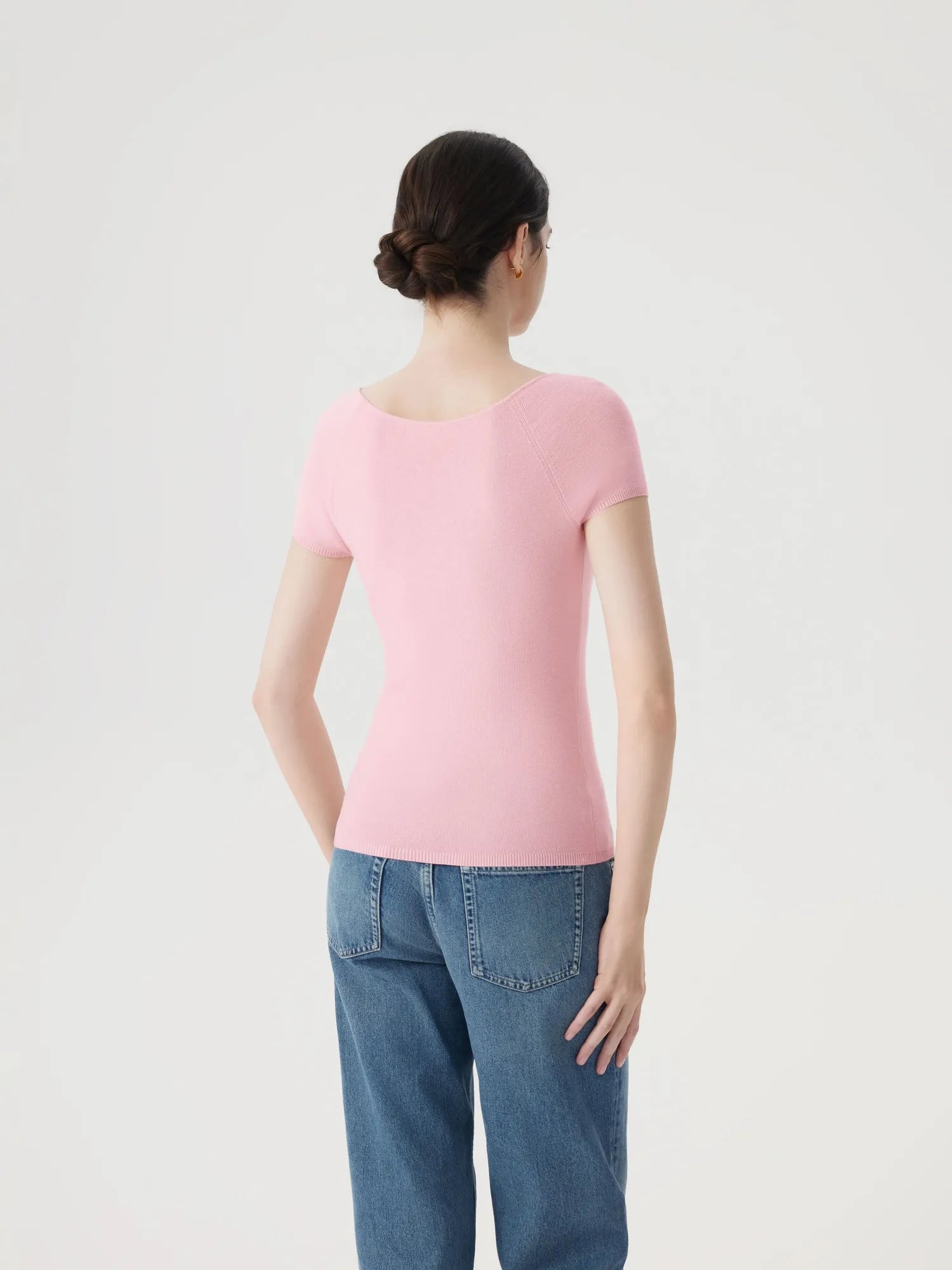 Cashmere Silk Blend V Shirts Sweater - Short Sleeve