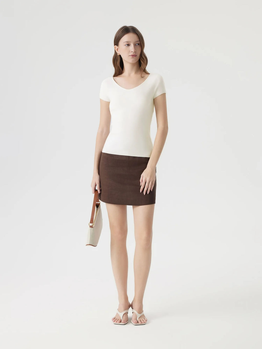 Cashmere Silk Blend V Shirts Sweater - Short Sleeve
