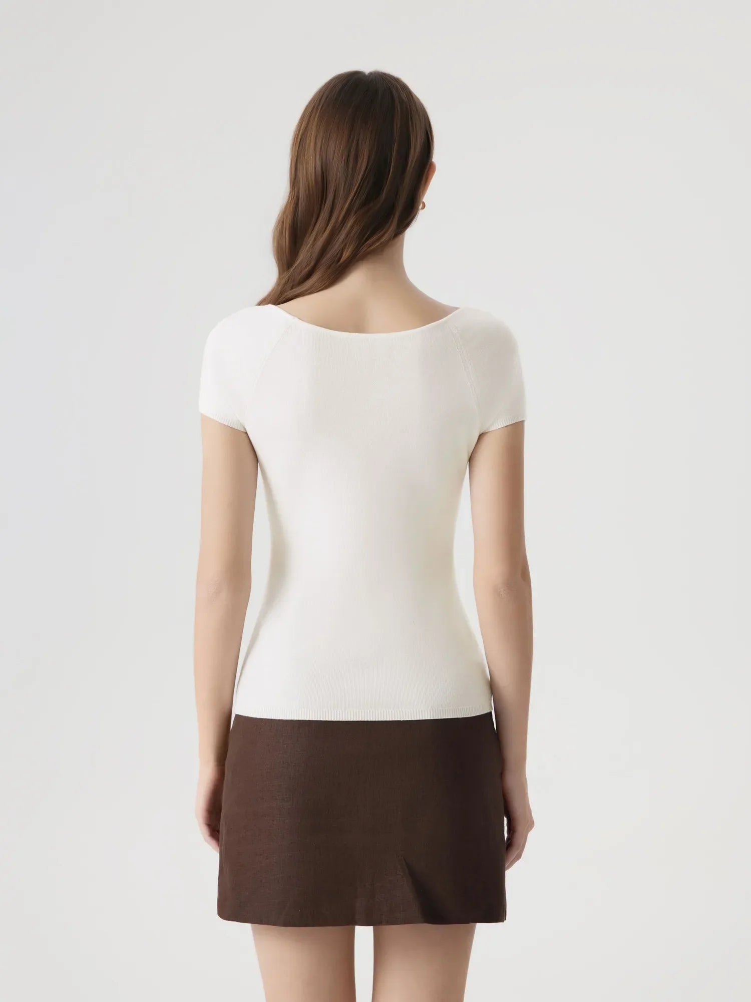 Cashmere Silk Blend V Shirts Sweater - Short Sleeve