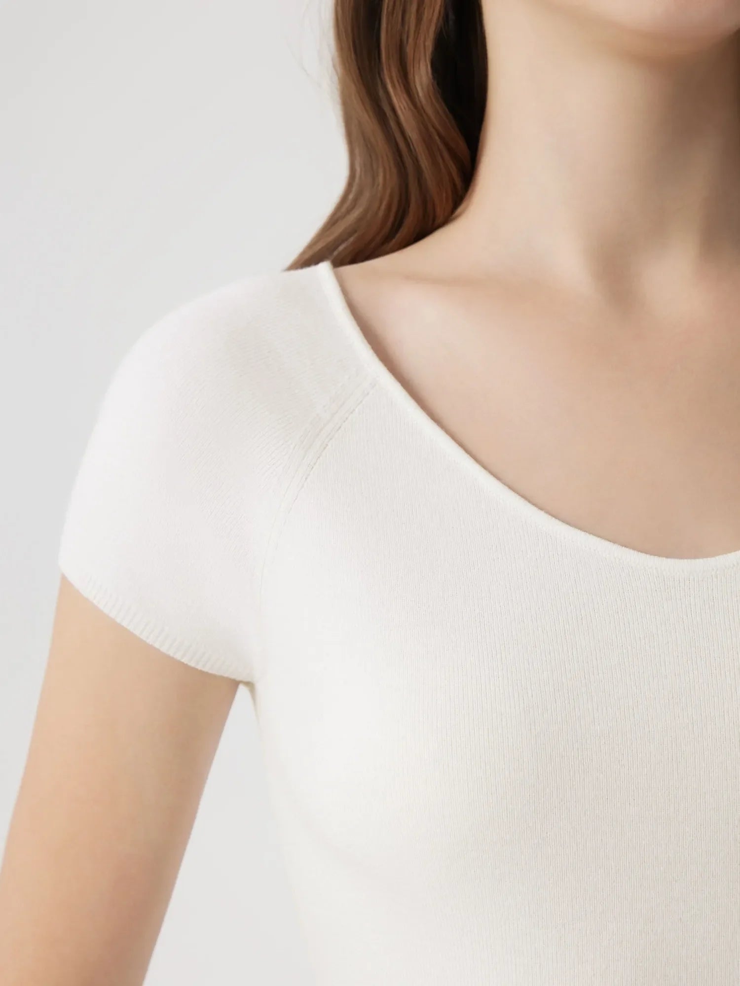 Cashmere Silk Blend V Shirts Sweater - Short Sleeve