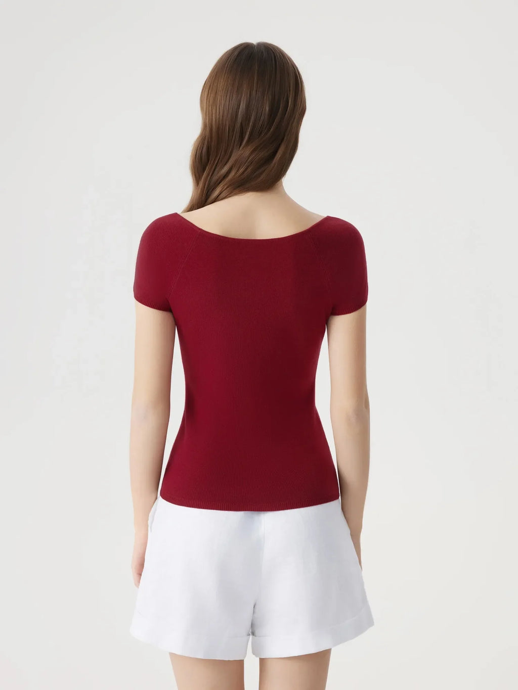 Cashmere Silk Blend V Shirts Sweater - Short Sleeve