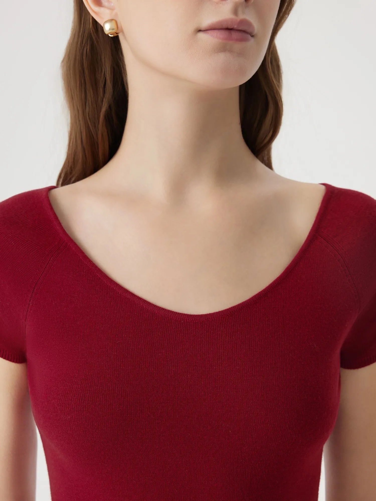 Cashmere Silk Blend V Shirts Sweater - Short Sleeve