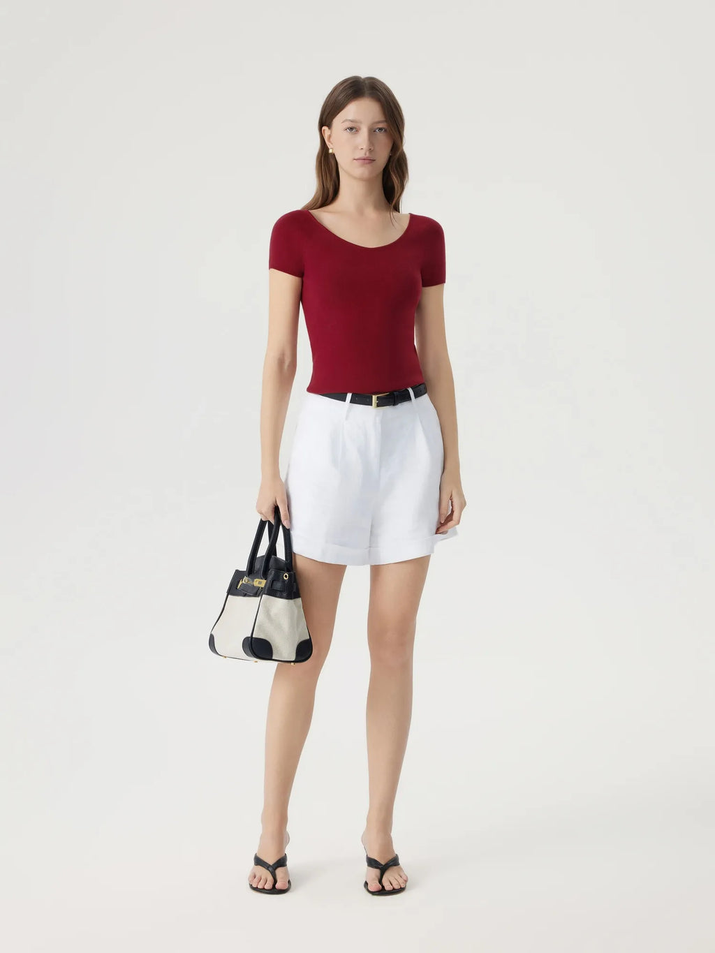 Cashmere Silk Blend V Shirts Sweater - Short Sleeve