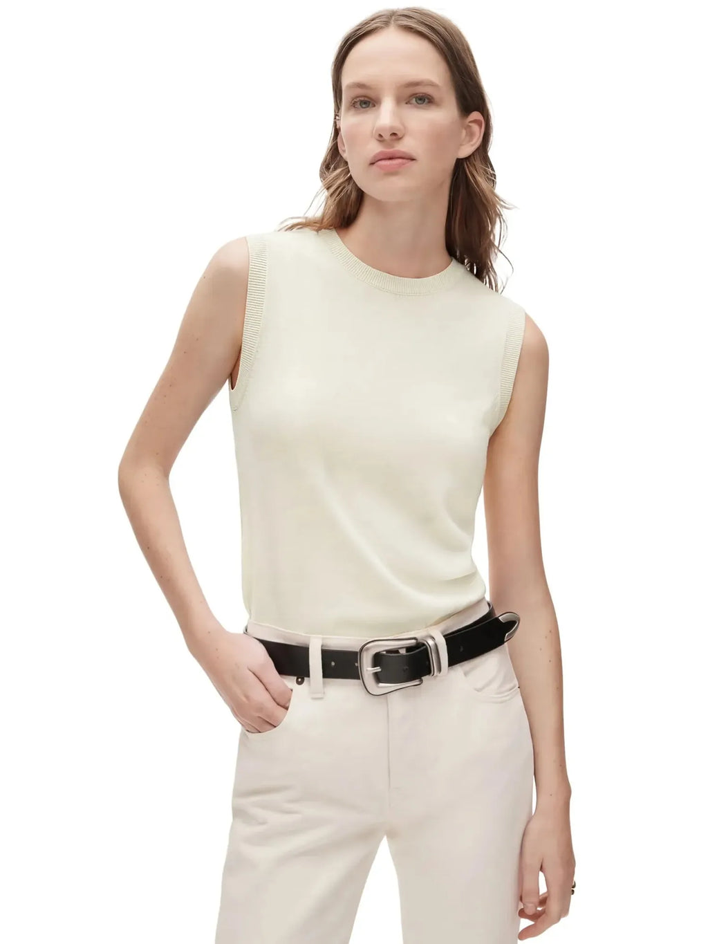 Cashmere Silk Blend Vest Sleeveless Sweater - Short Sleeve