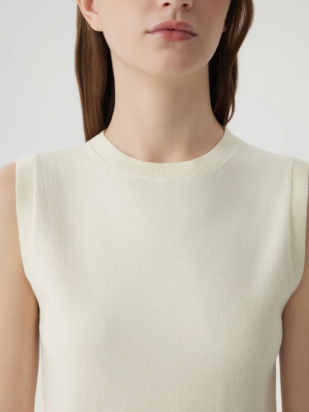Cashmere Silk Blend Vest Sleeveless Sweater - Short Sleeve