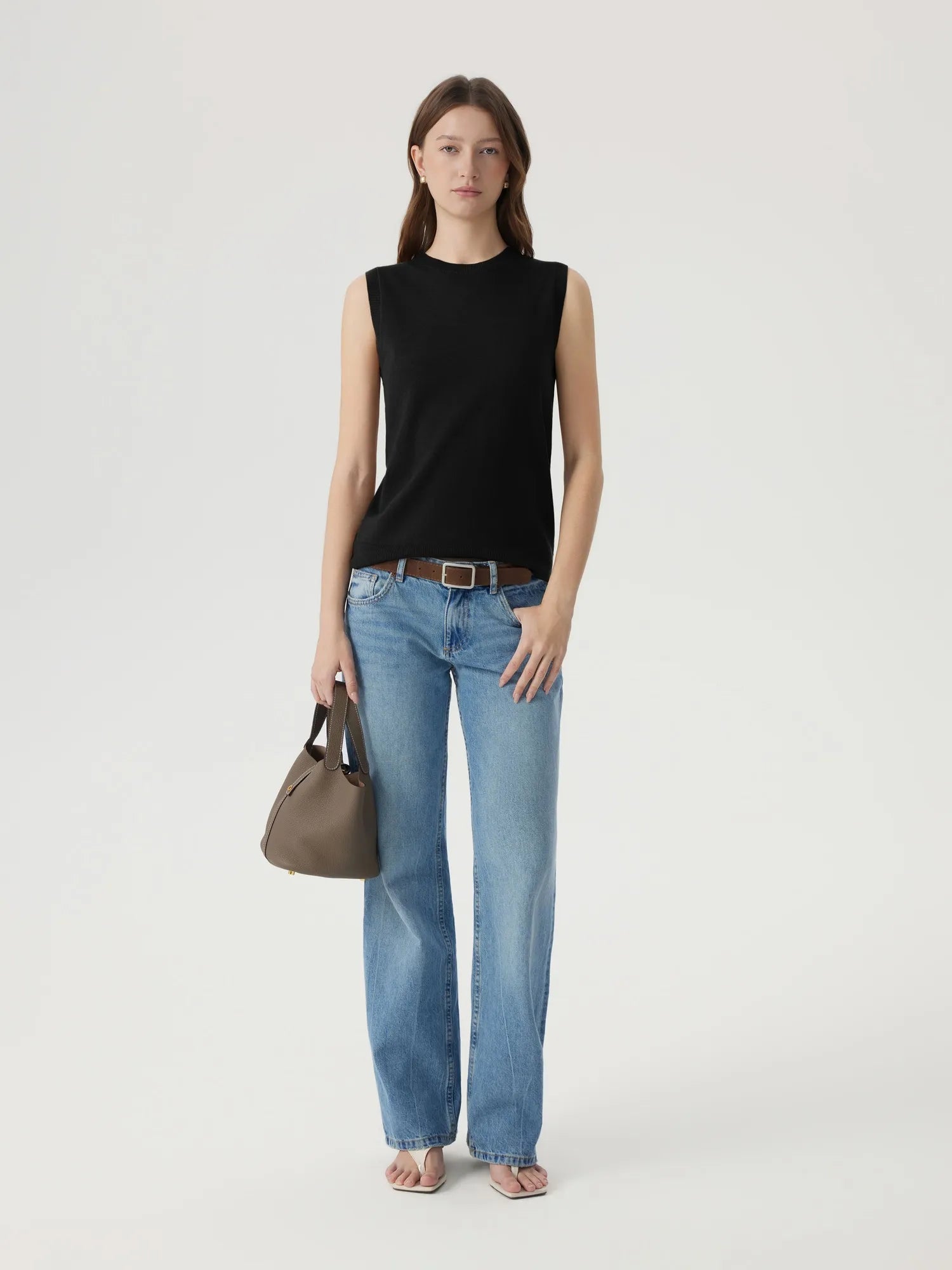 Cashmere Silk Blend Vest Sleeveless Sweater - Short Sleeve