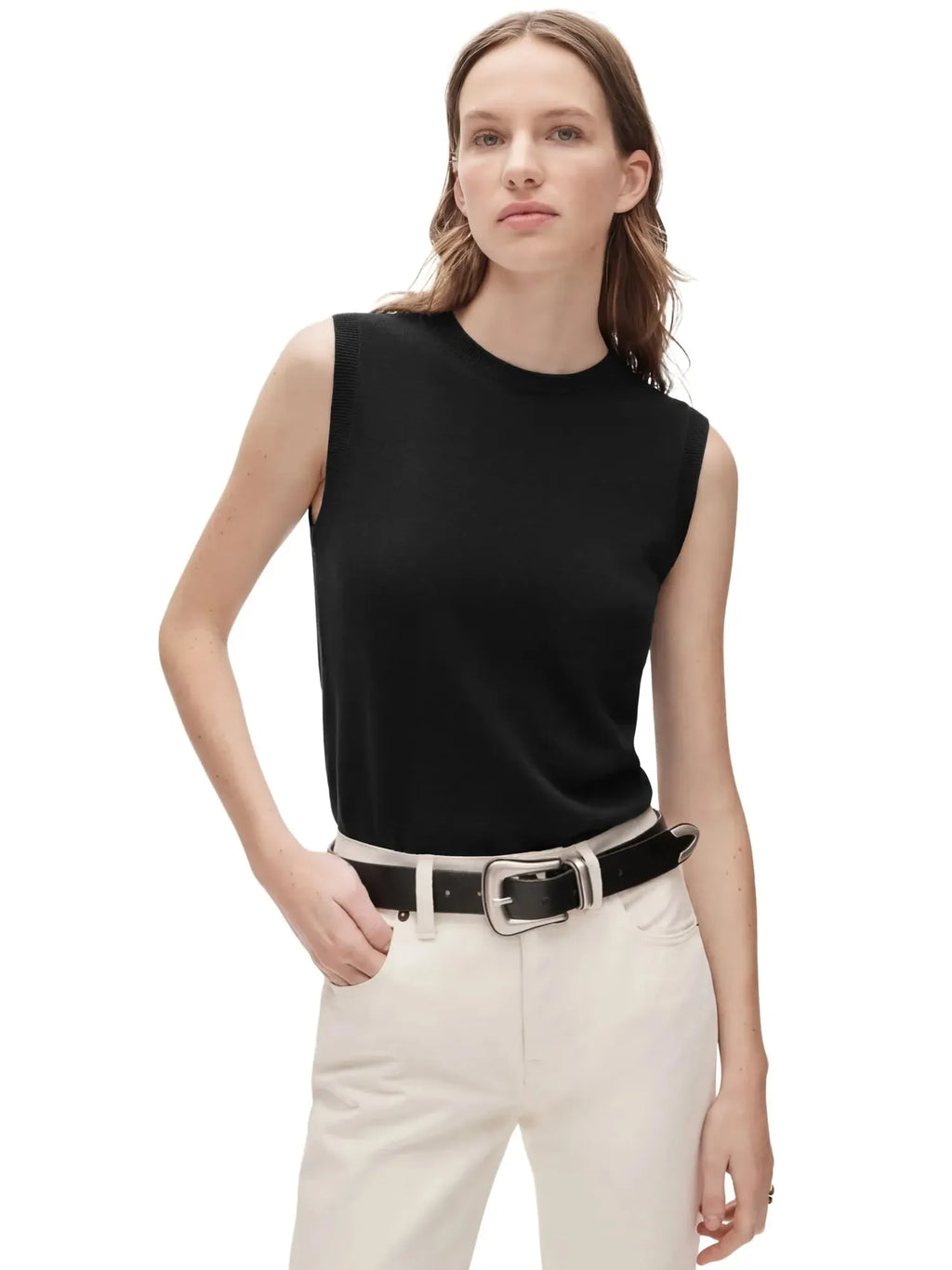 Cashmere Silk Blend Vest Sleeveless Sweater - Short Sleeve