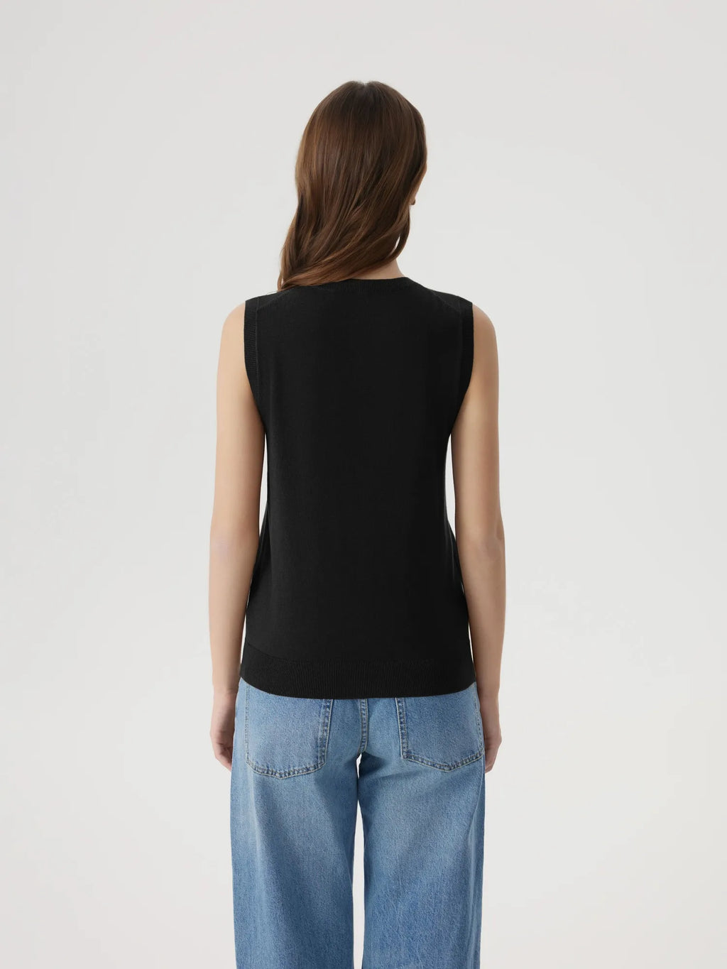 Cashmere Silk Blend Vest Sleeveless Sweater - Short Sleeve
