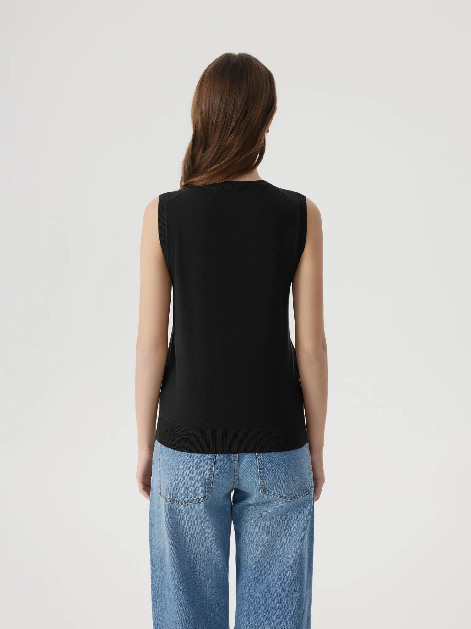 Cashmere Silk Blend Vest Sleeveless Sweater - Short Sleeve
