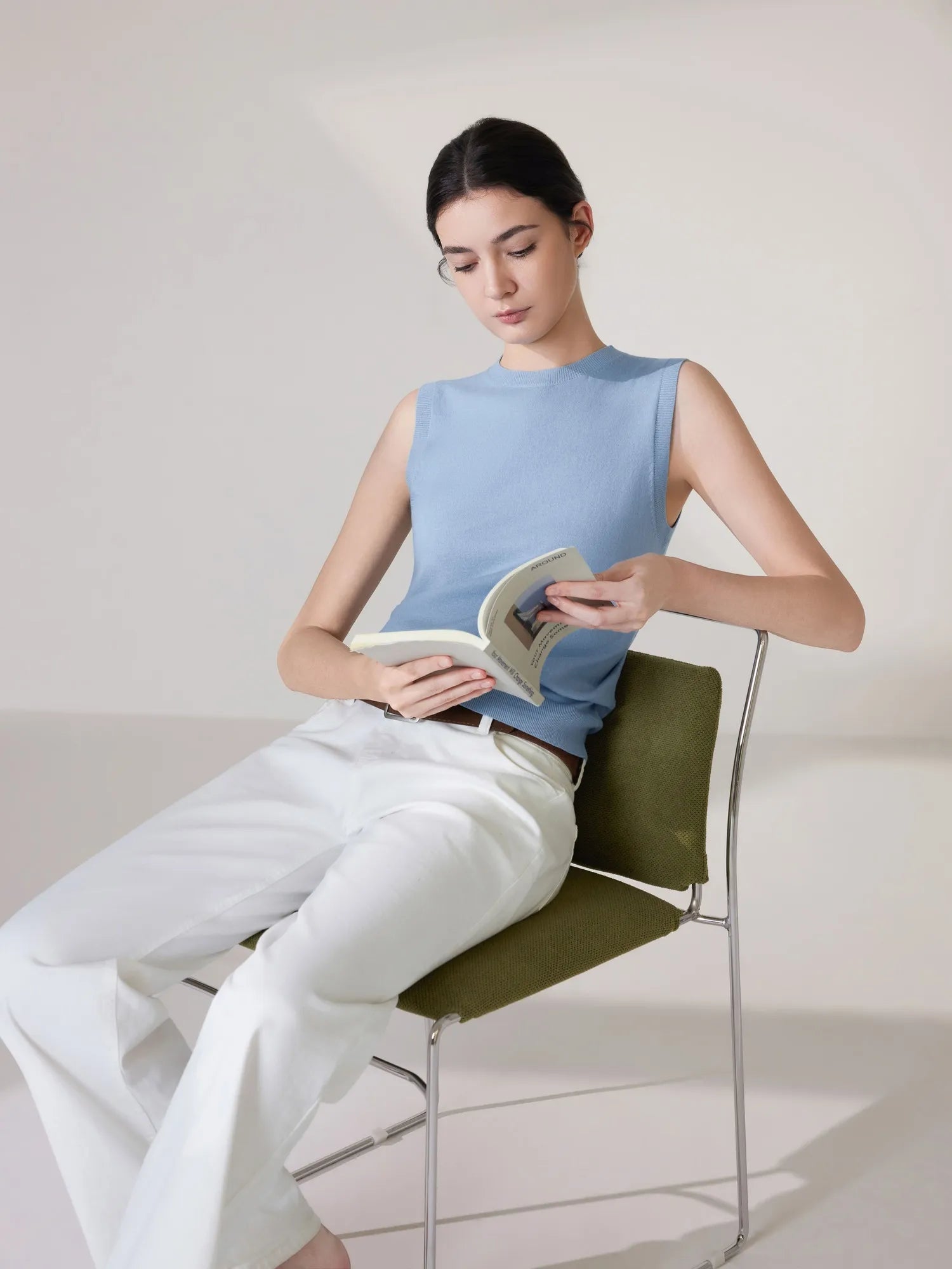 Cashmere Silk Blend Vest Sleeveless Sweater - Short Sleeve