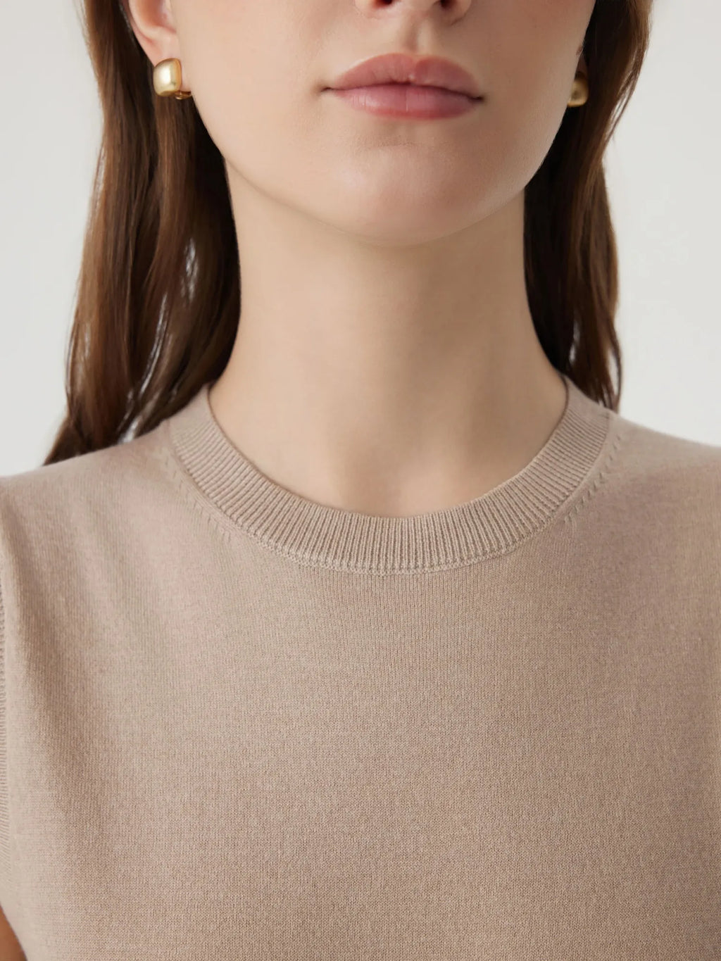 Cashmere Silk Blend Vest Sleeveless Sweater - Short Sleeve