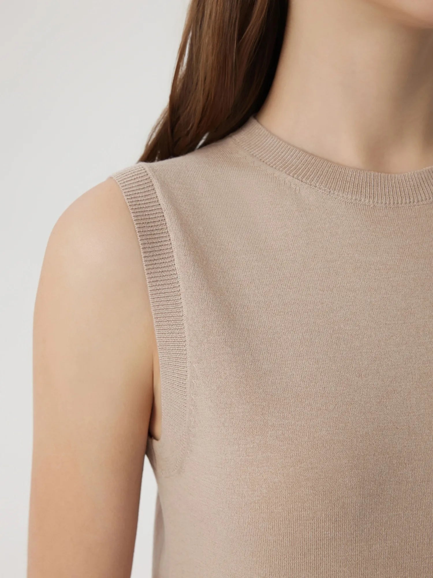 Cashmere Silk Blend Vest Sleeveless Sweater - Short Sleeve