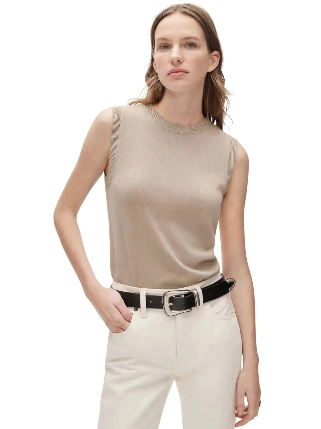 Cashmere Silk Blend Vest Sleeveless Sweater - Short Sleeve
