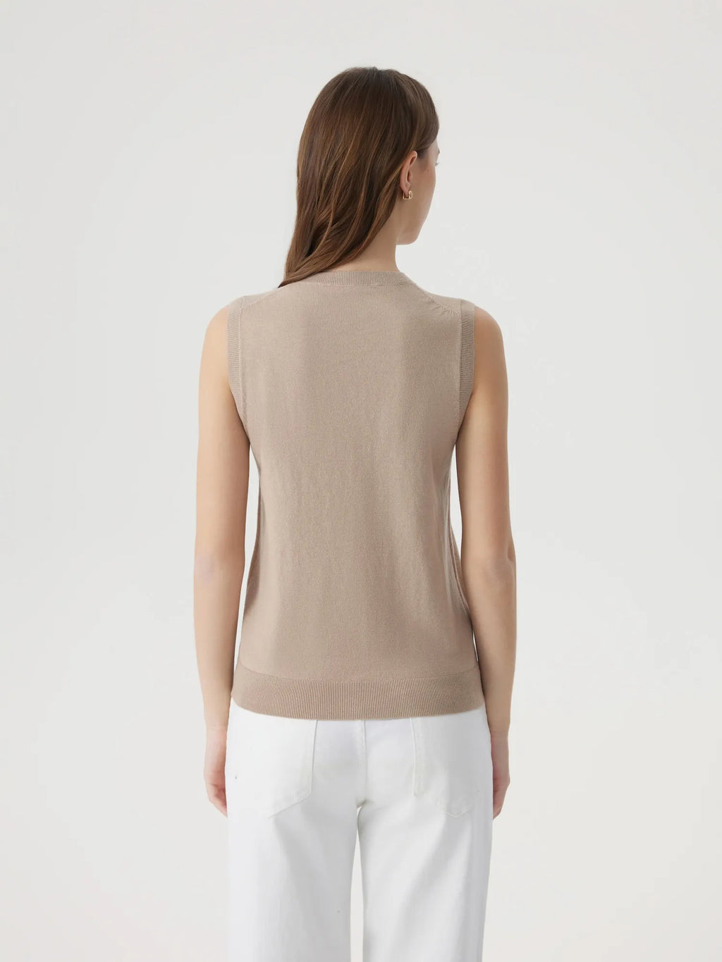 Cashmere Silk Blend Vest Sleeveless Sweater - Short Sleeve