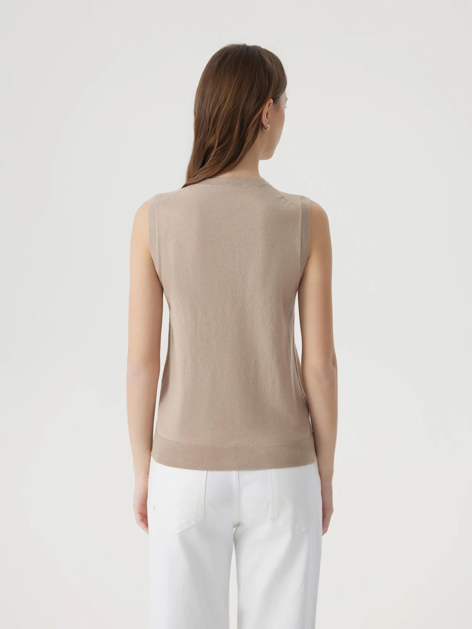 Cashmere Silk Blend Vest Sleeveless Sweater - Short Sleeve