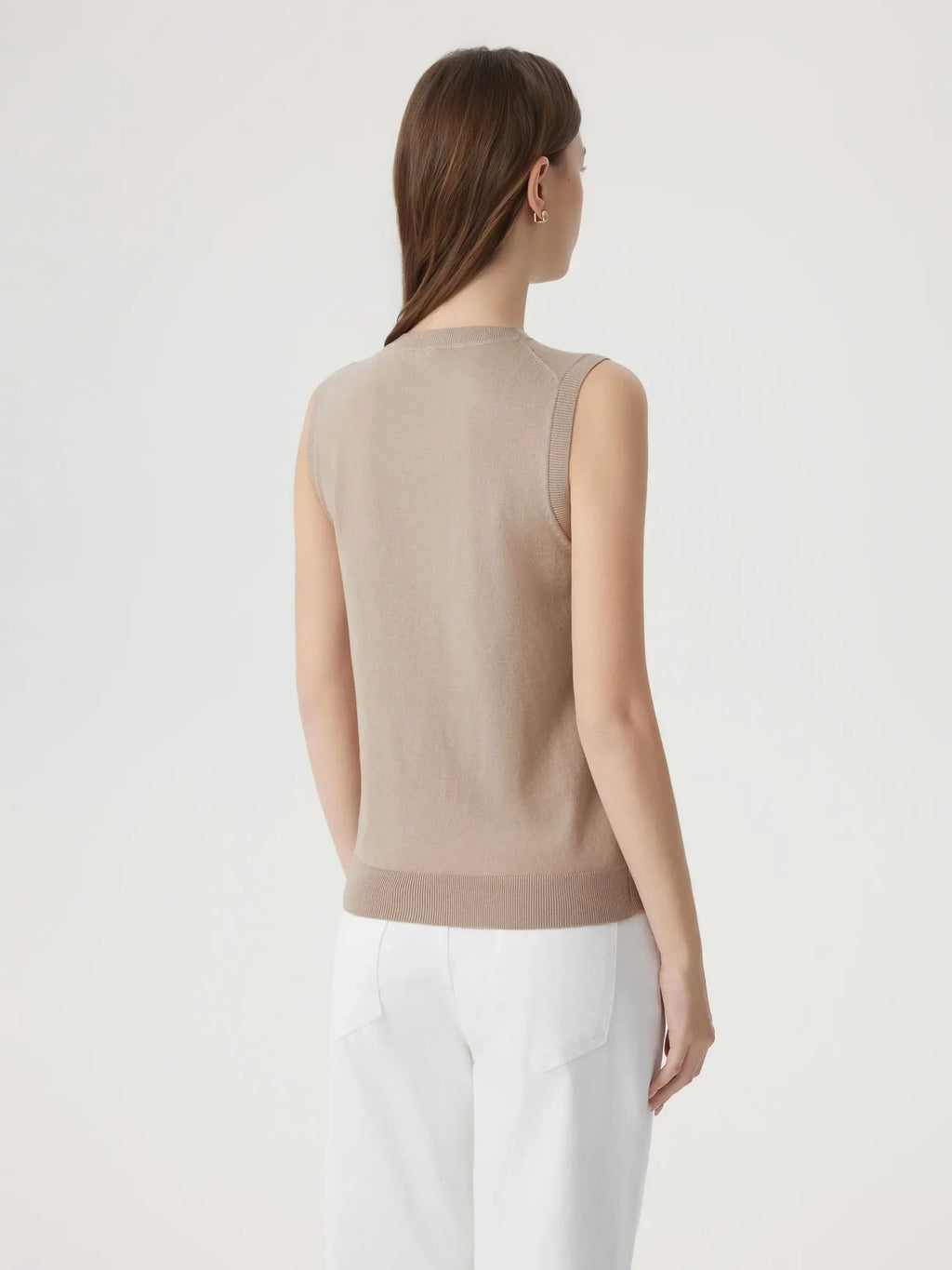 Cashmere Silk Blend Vest Sleeveless Sweater - Short Sleeve