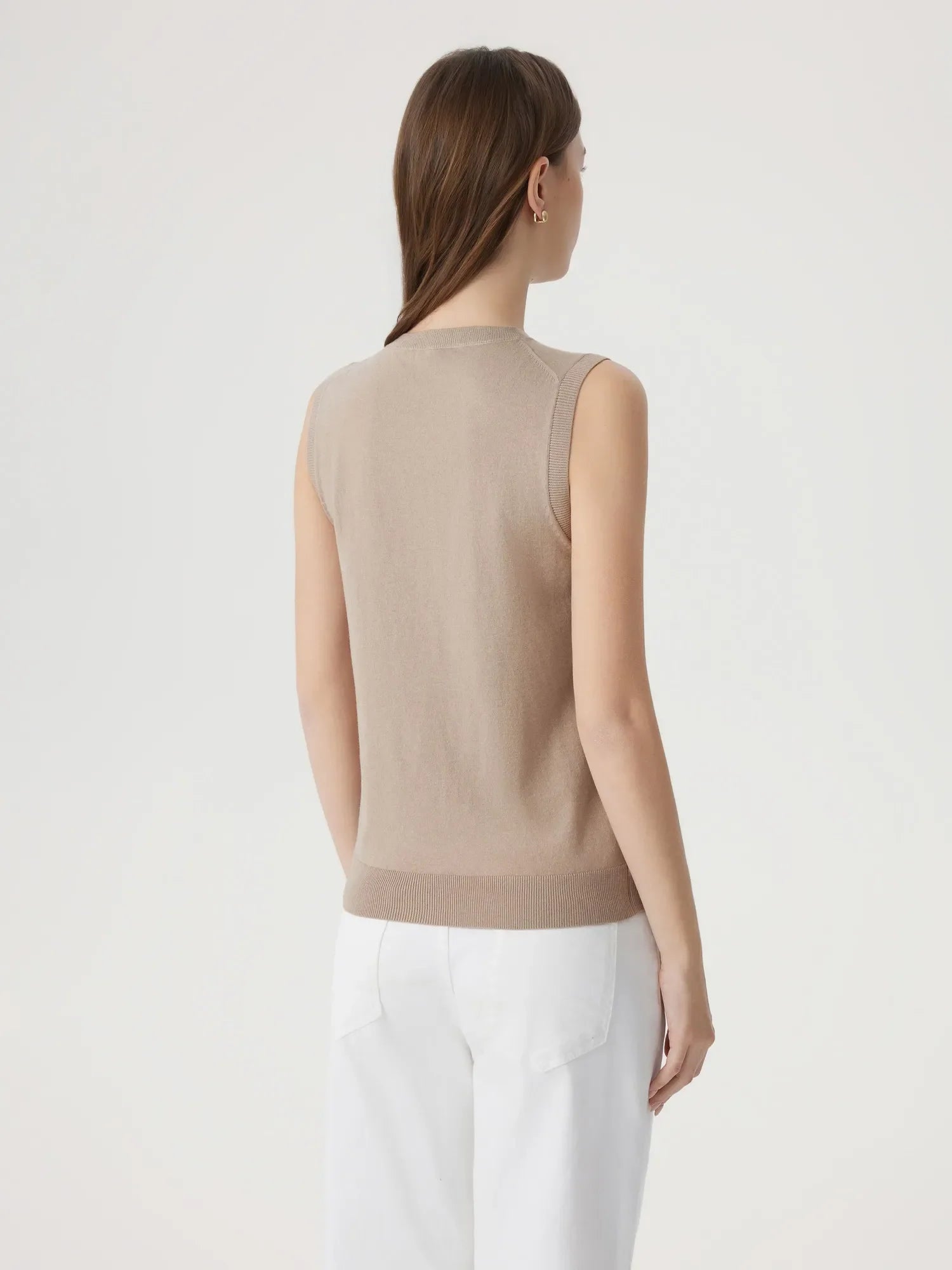 Cashmere Silk Blend Vest Sleeveless Sweater - Short Sleeve