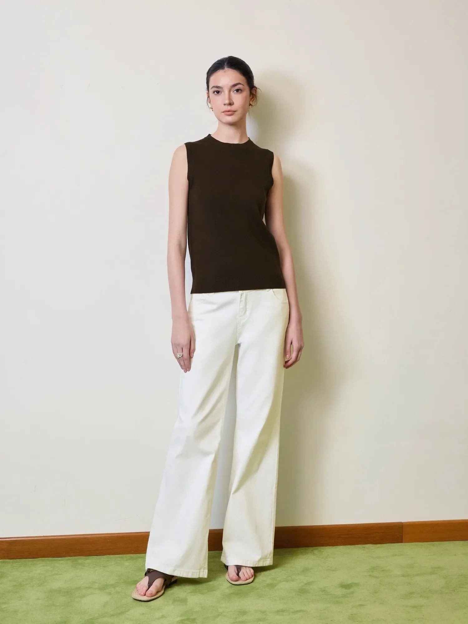 Cashmere Silk Blend Vest Sleeveless Sweater - Short Sleeve